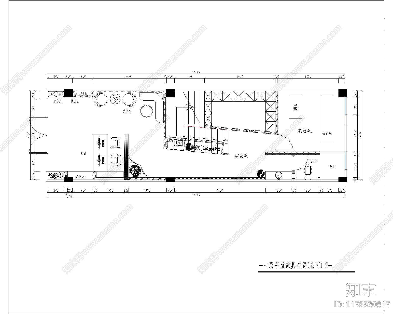 现代新中式瑜伽馆施工图下载【ID:1178530817】