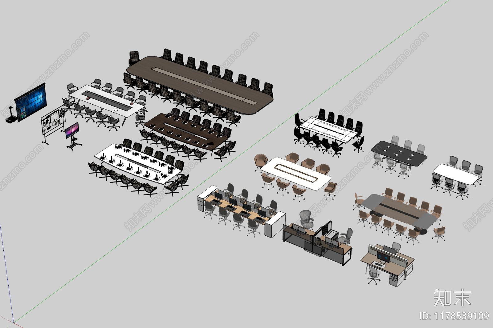 现代简约会议桌SU模型下载【ID:1178539109】
