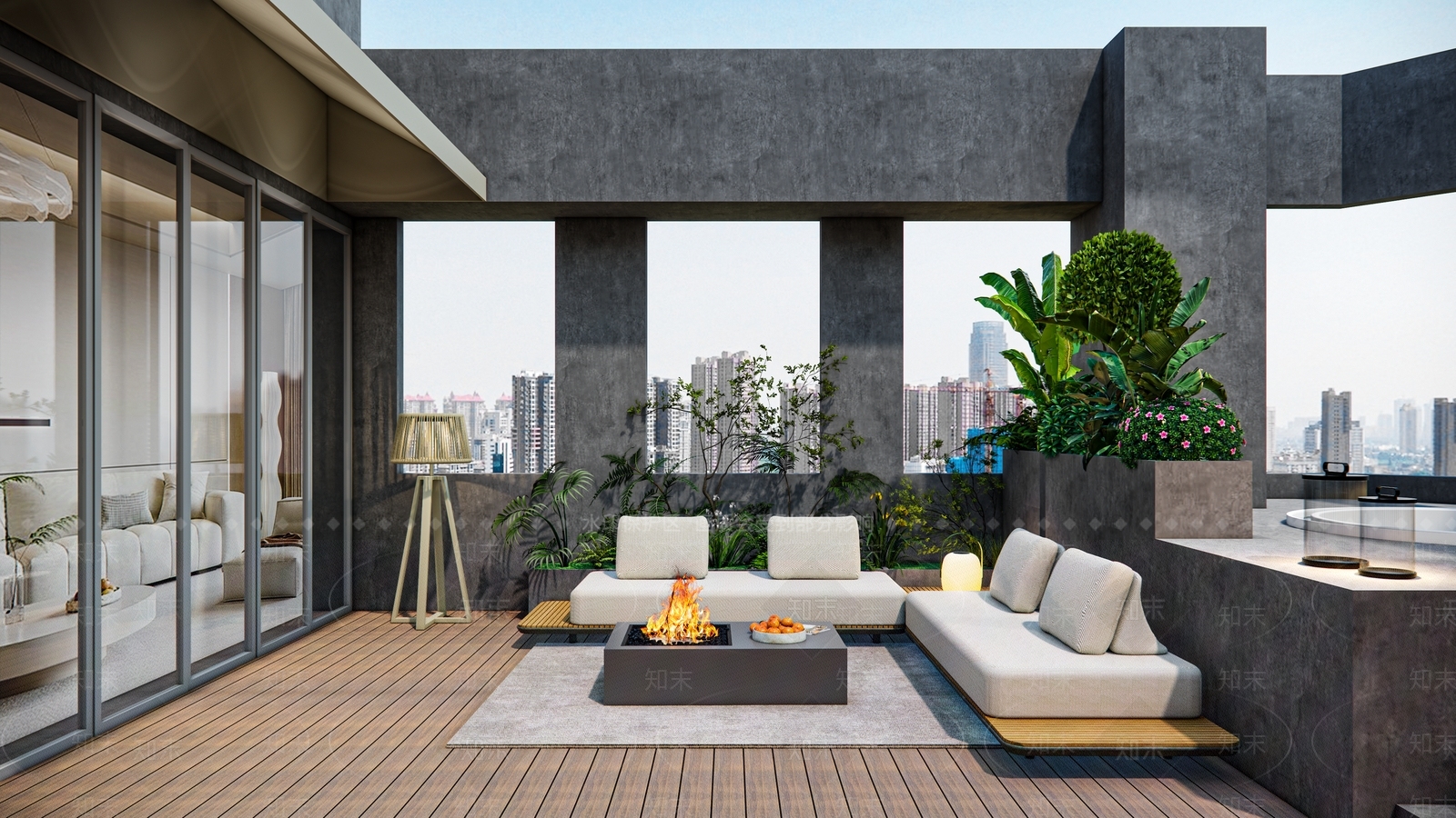 现代新中式屋顶花园SU模型下载【ID:1178542801】