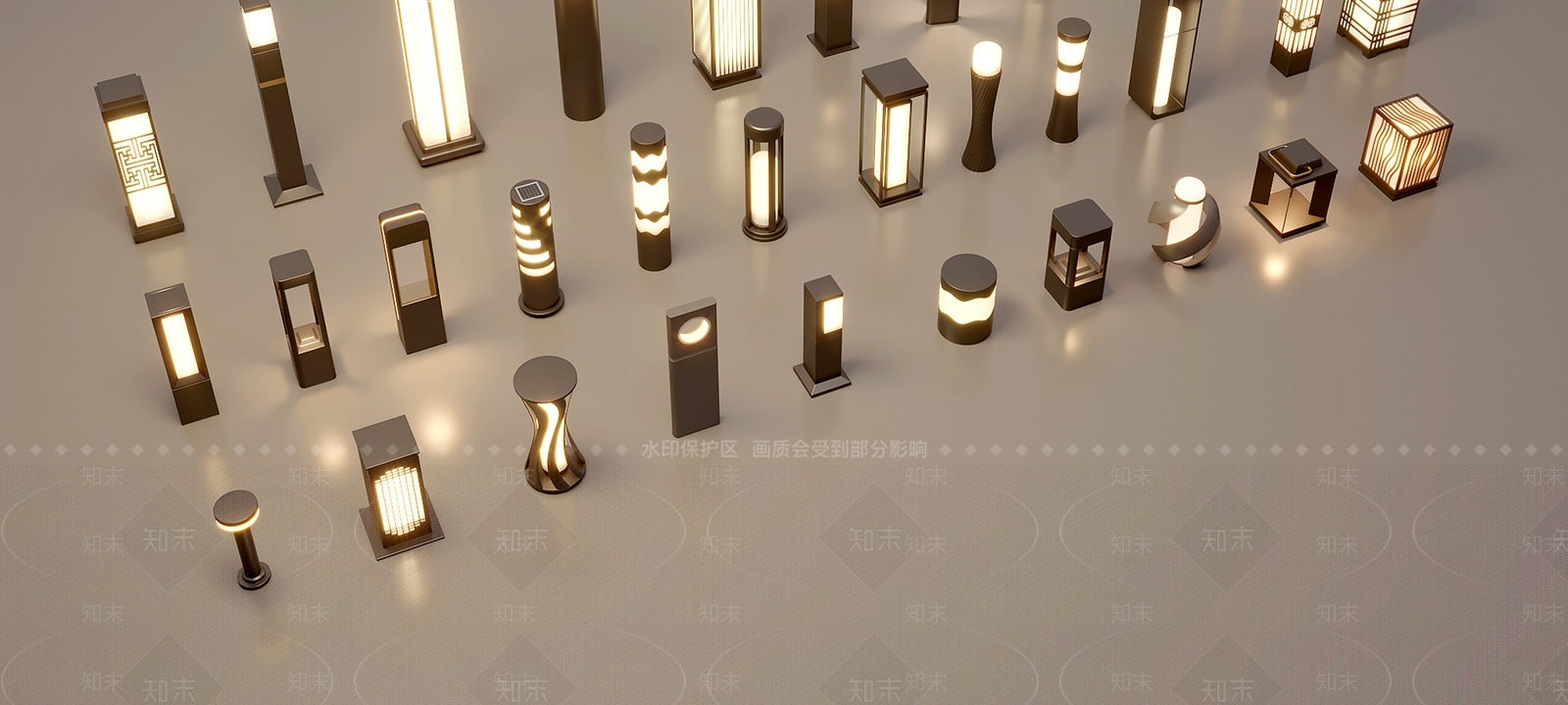 现代新中式景观灯SU模型下载【ID:1178554813】