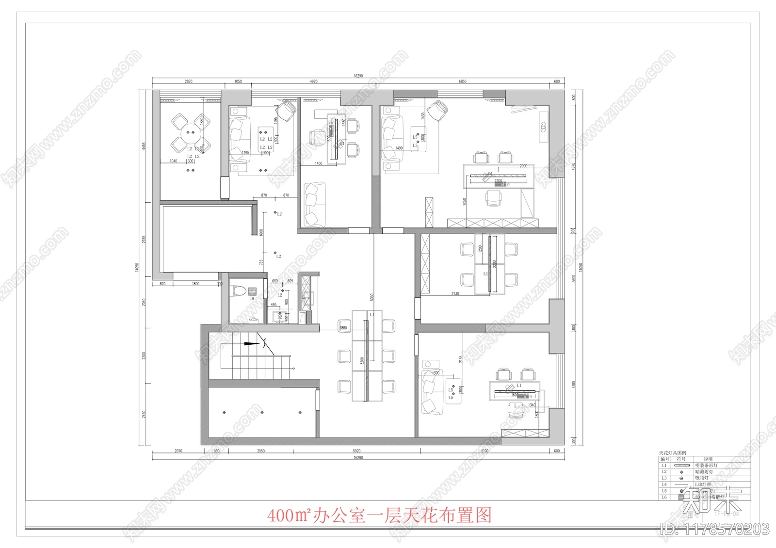现代独立办公室cad施工图下载【ID:1178570203】