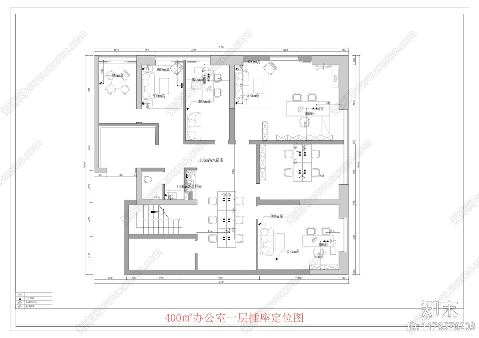 现代独立办公室cad施工图下载【ID:1178570203】