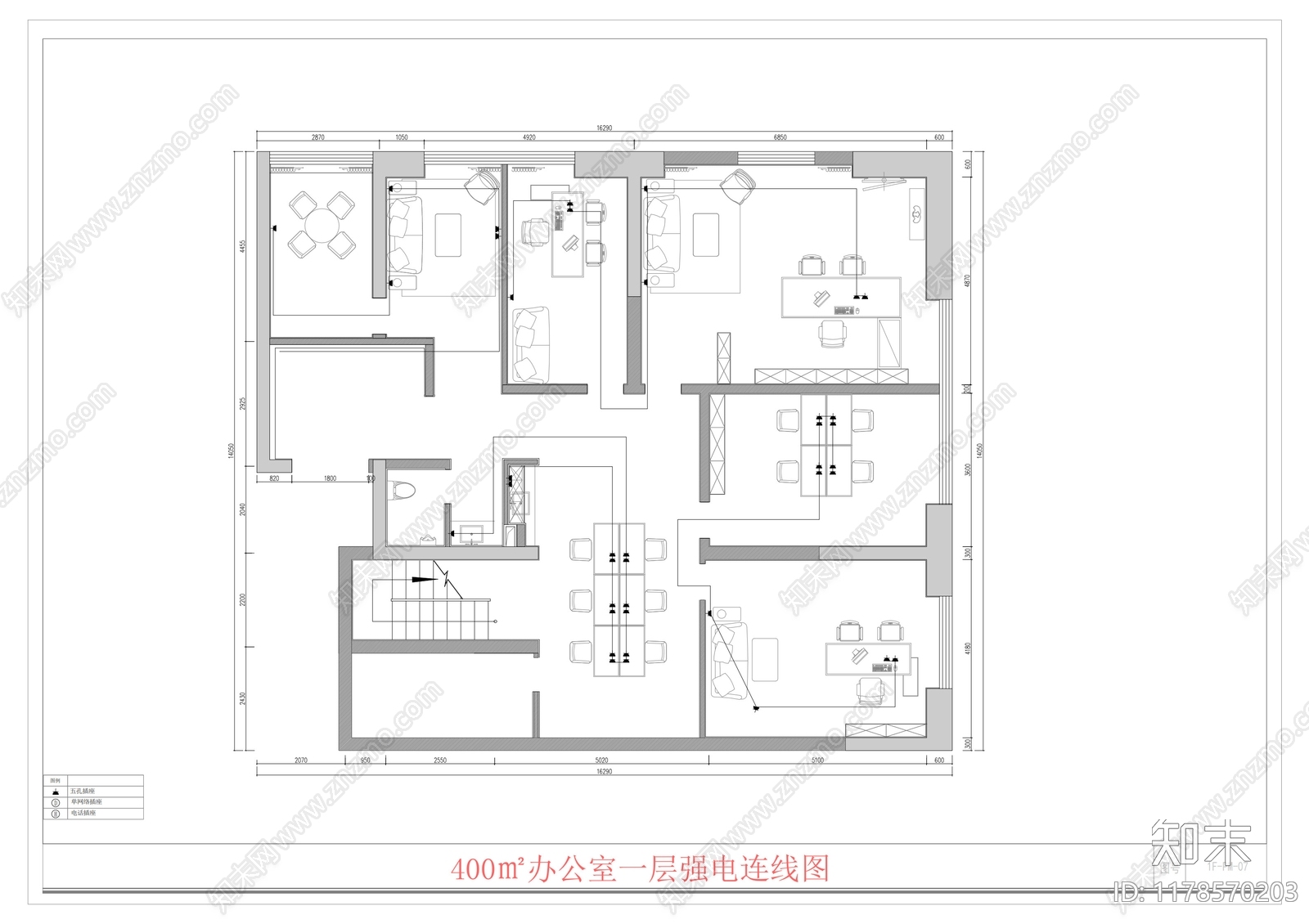 现代独立办公室cad施工图下载【ID:1178570203】