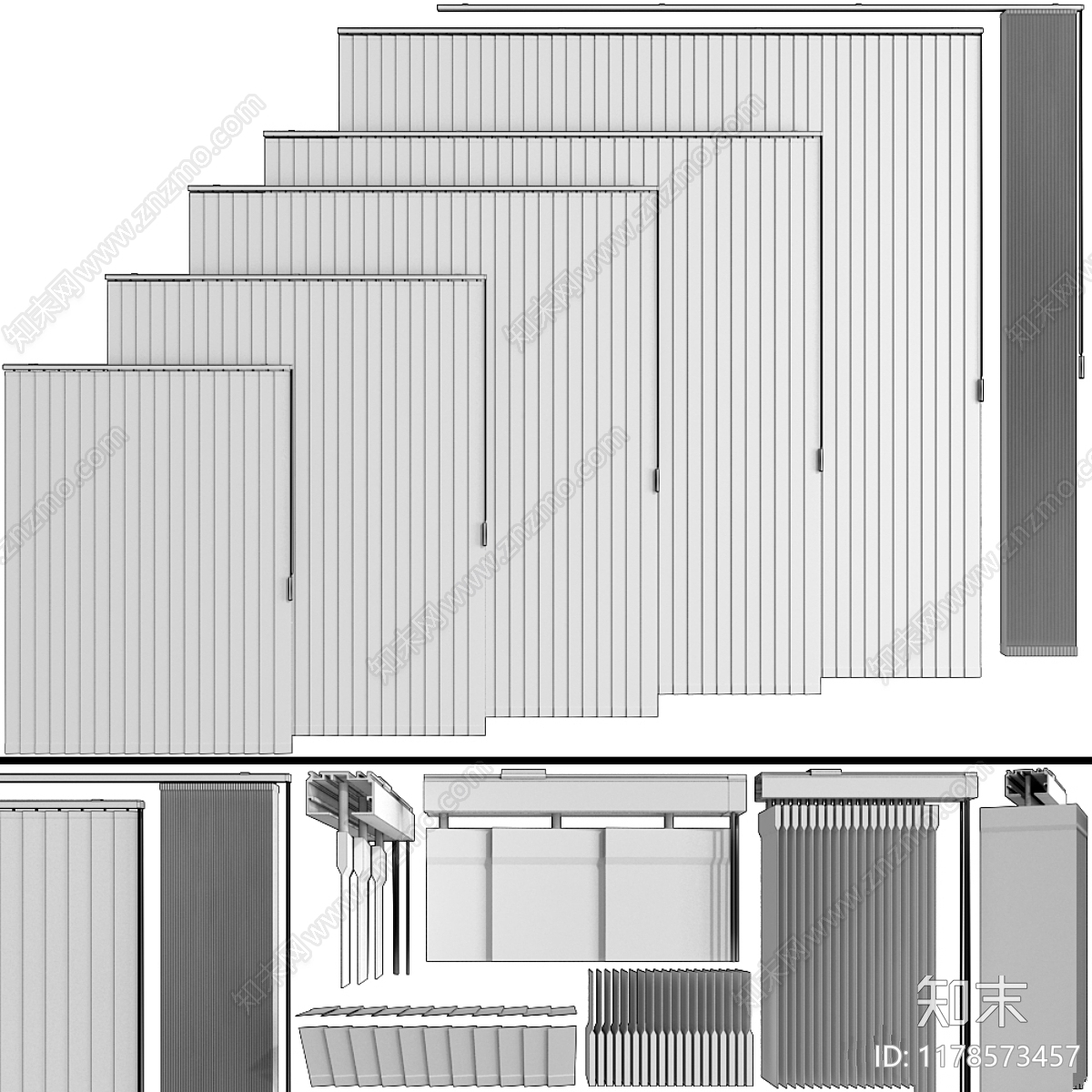 通用窗帘3D模型下载【ID:1178573457】