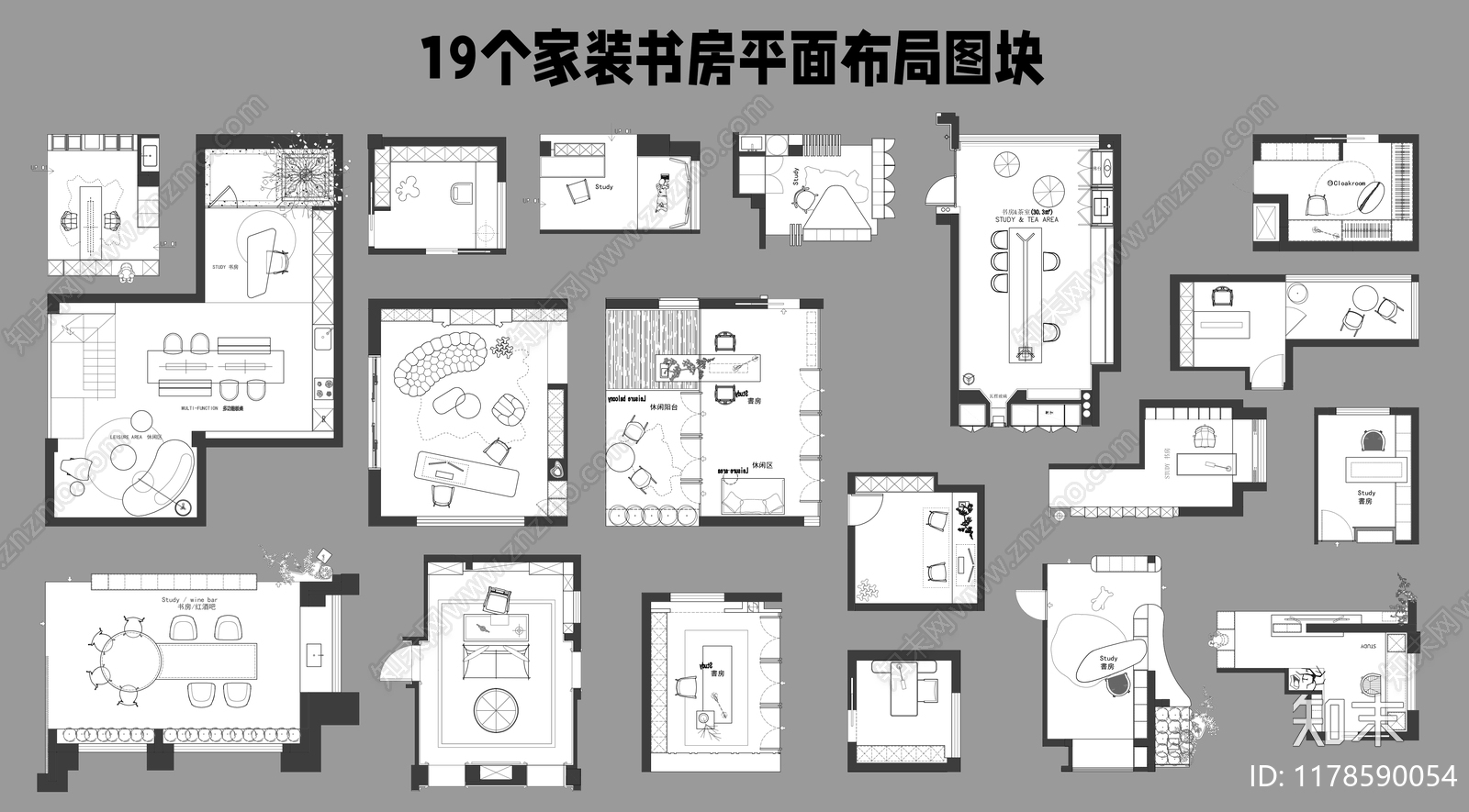 书房cad施工图下载【ID:1178590054】