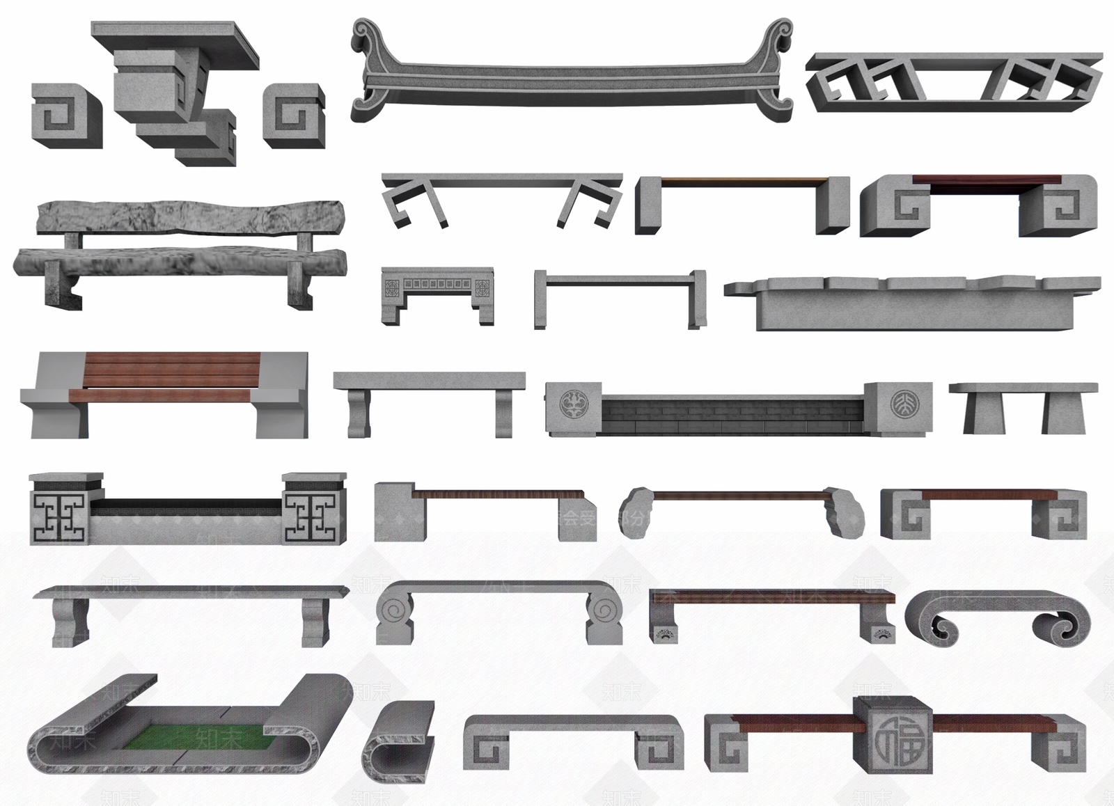 中式石凳3D模型下载【ID:1178597058】