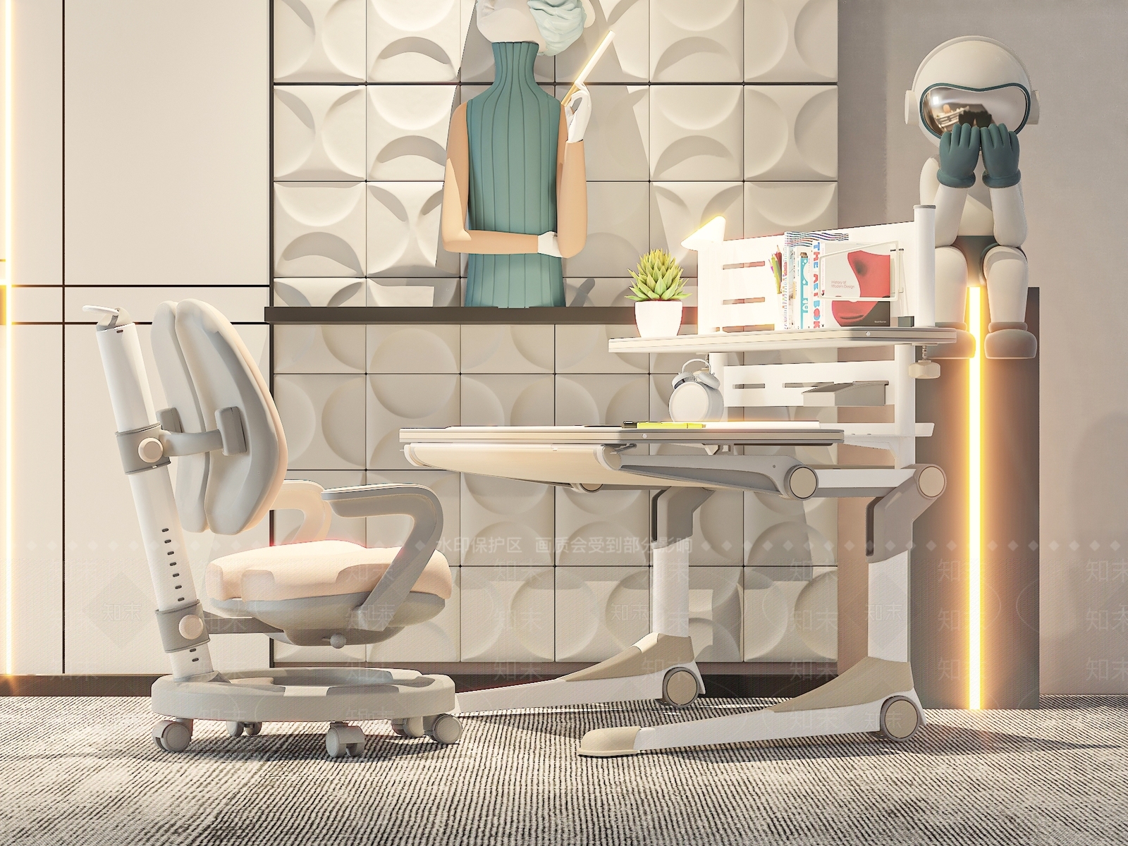 现代儿童桌椅3D模型下载【ID:1178599128】