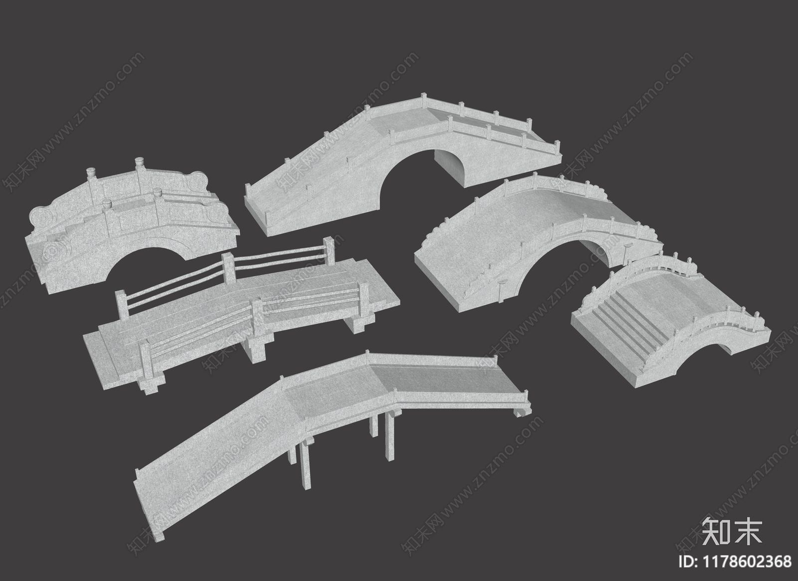 现代新中式景观桥SU模型下载【ID:1178602368】