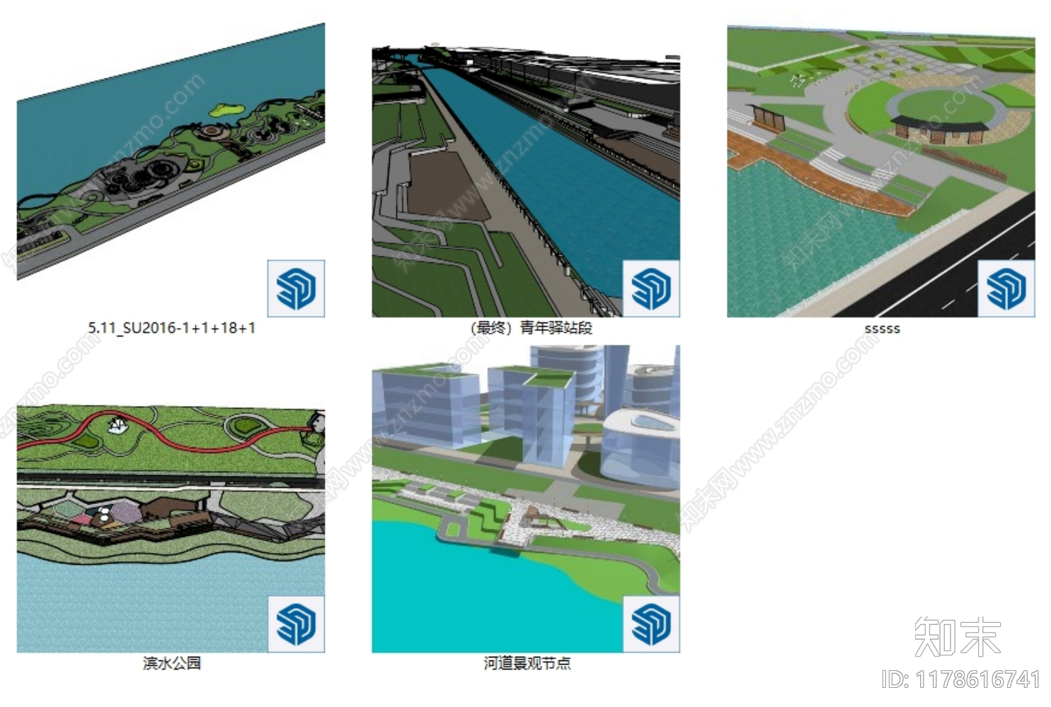 现代滨水景观SU模型下载【ID:1178616741】