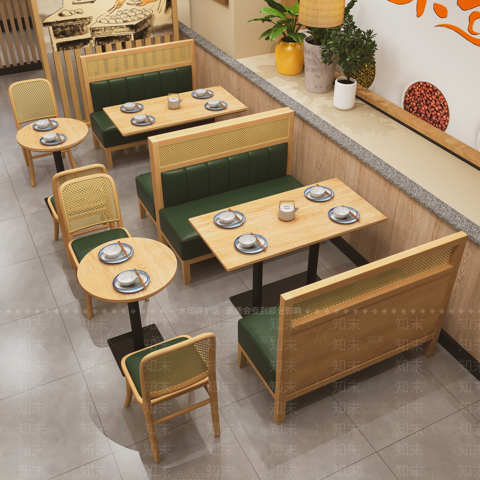 现代原木餐桌椅SU模型下载【ID:1178617522】