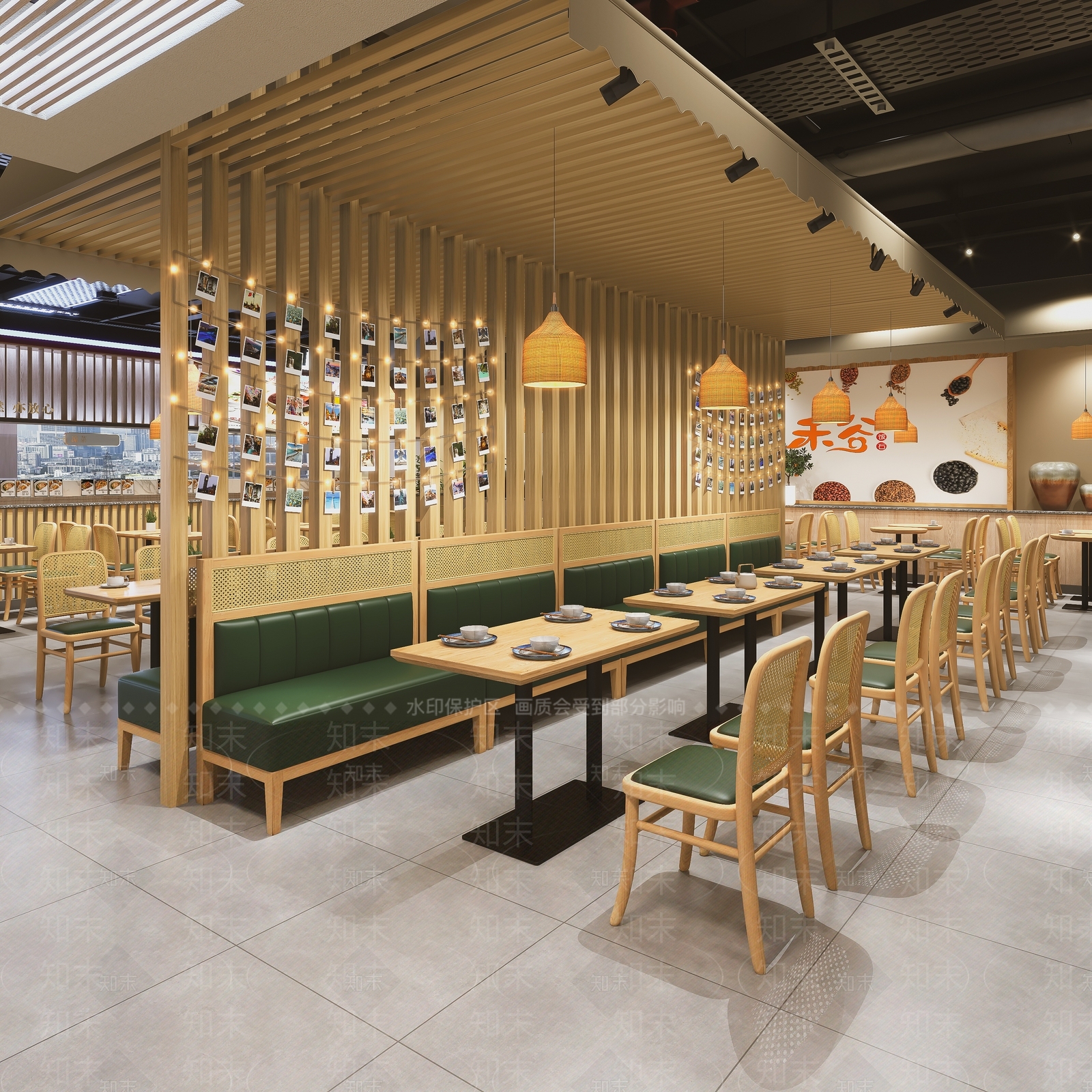 现代原木西餐厅SU模型下载【ID:1178618412】