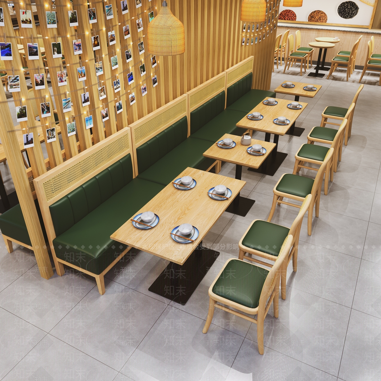 现代原木西餐厅SU模型下载【ID:1178618412】