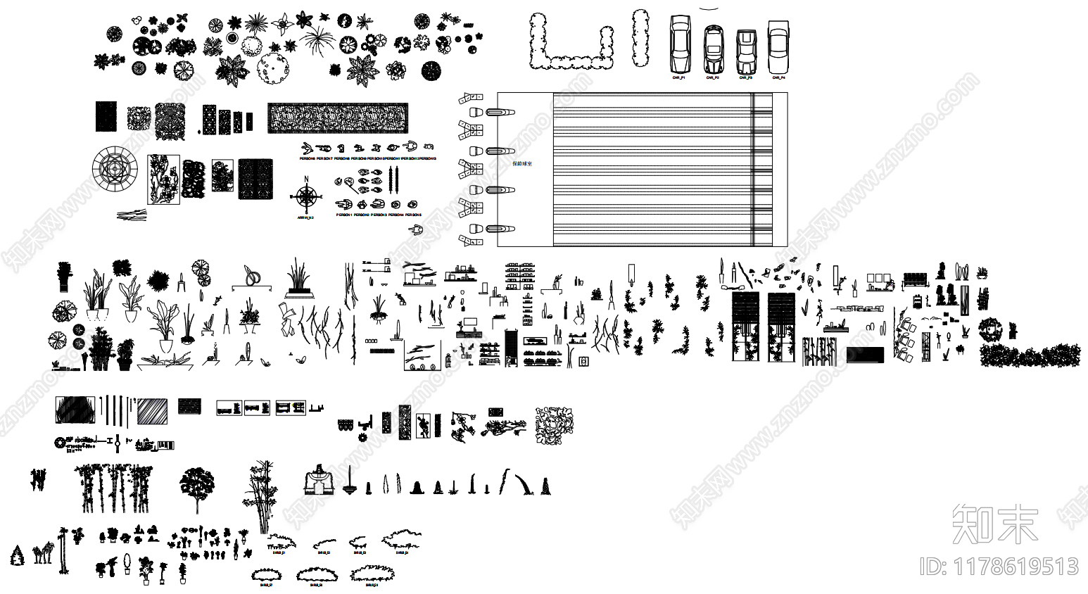 现代综合植物图库cad施工图下载【ID:1178619513】