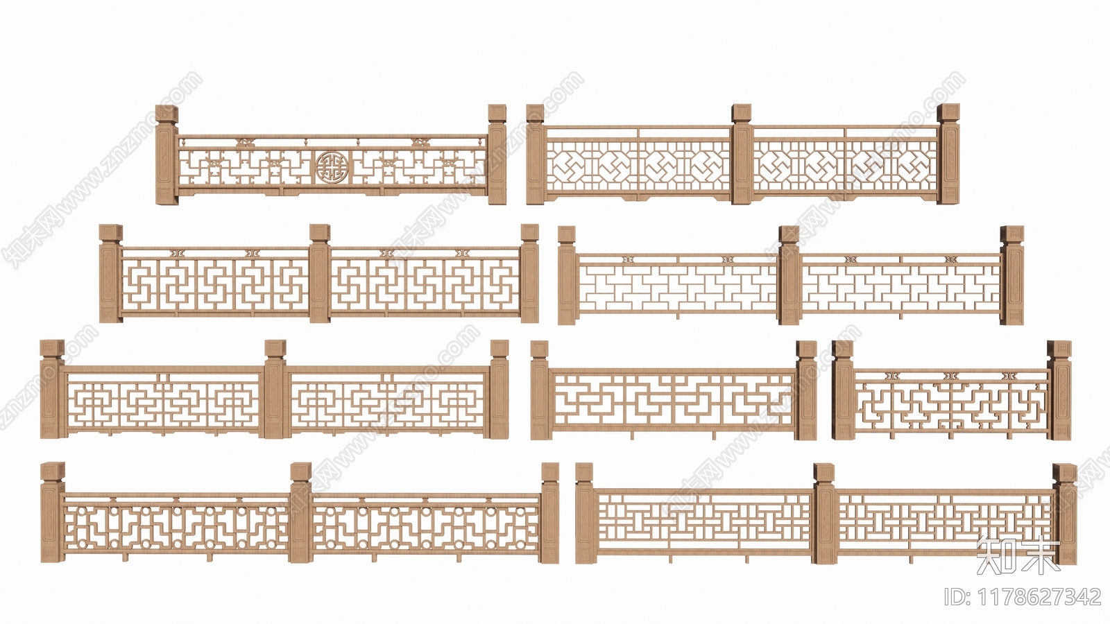 中式围栏护栏SU模型下载【ID:1178627342】