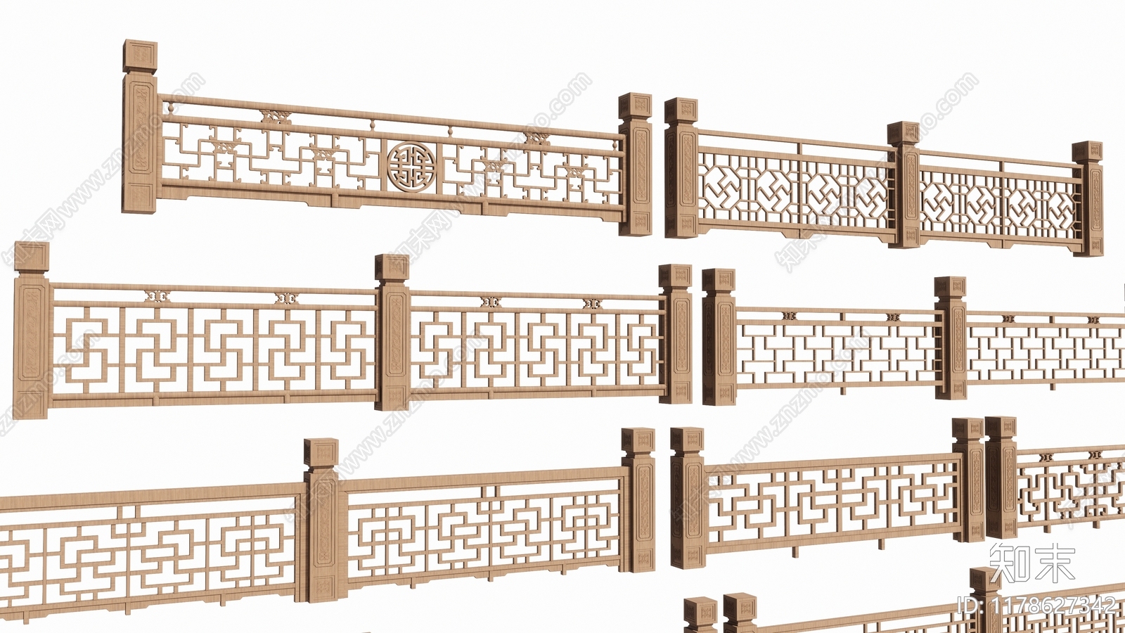 中式围栏护栏SU模型下载【ID:1178627342】