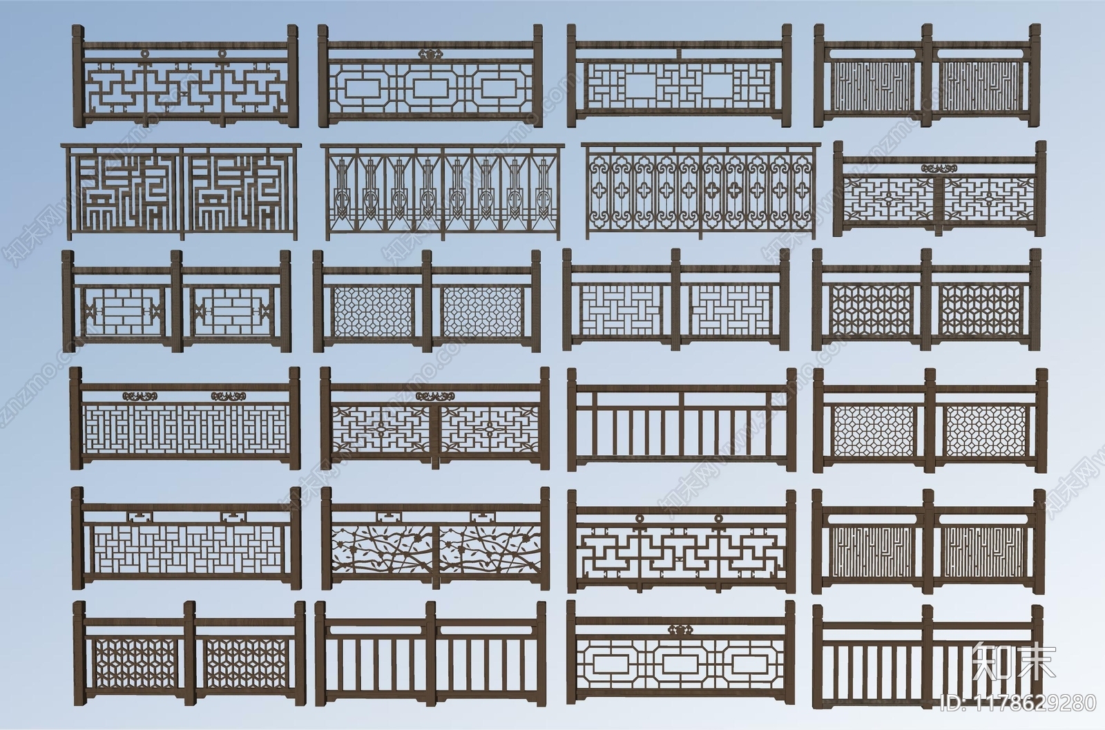 中式栅栏SU模型下载【ID:1178629280】
