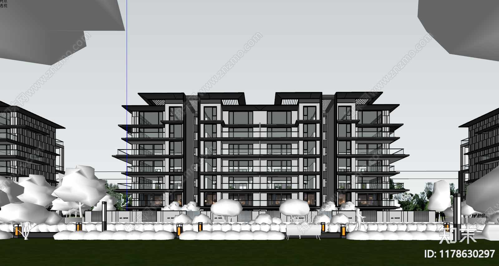 现代多层住宅SU模型下载【ID:1178630297】