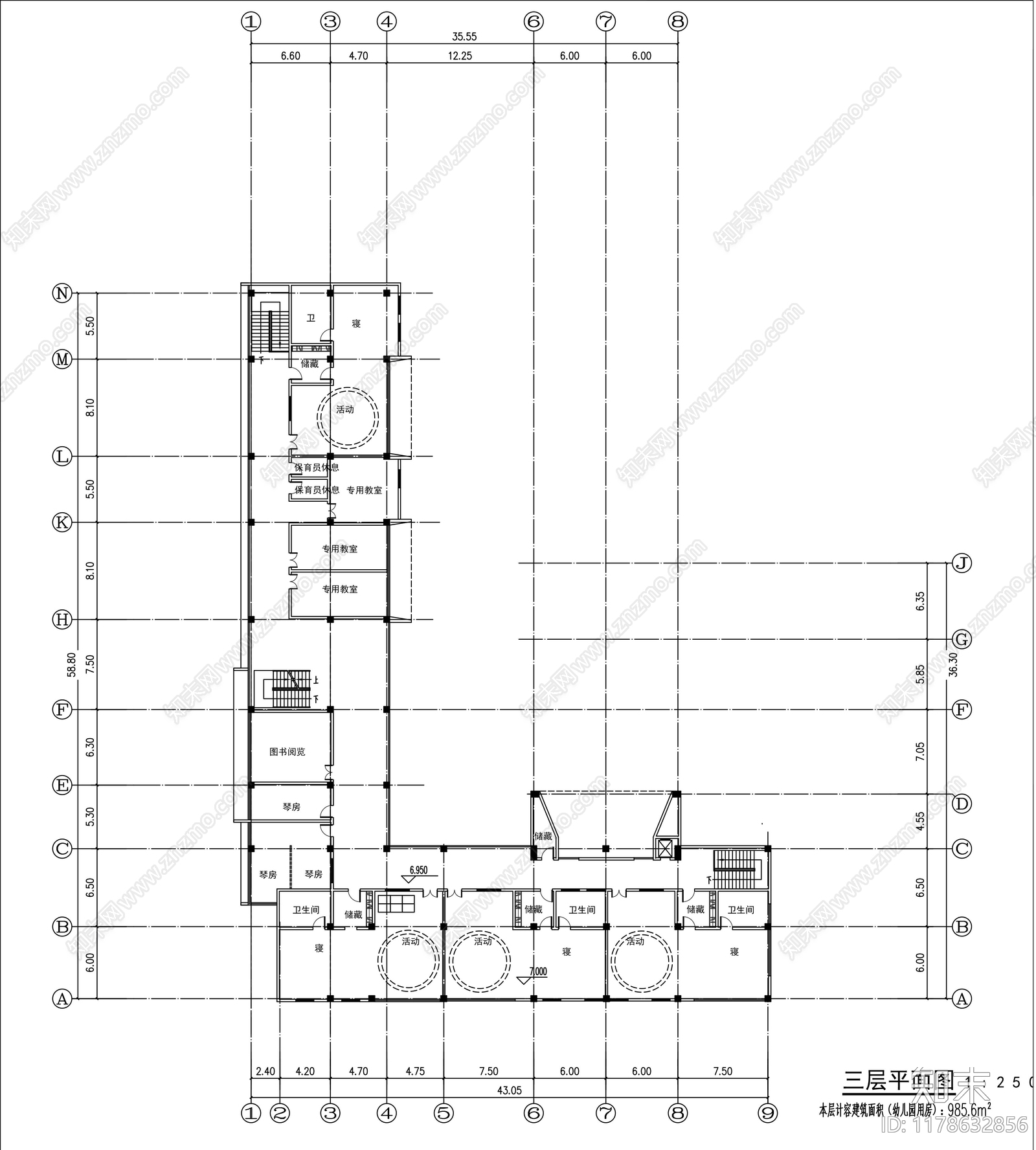 现代幼儿园建筑施工图下载【ID:1178632856】