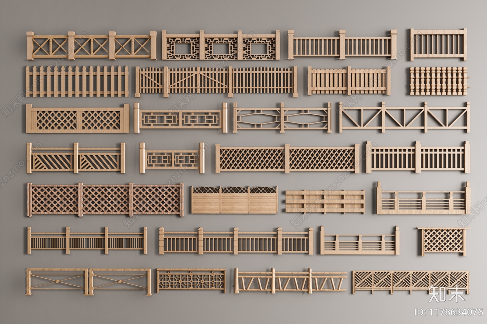 现代新中式栏杆3D模型下载【ID:1178634076】