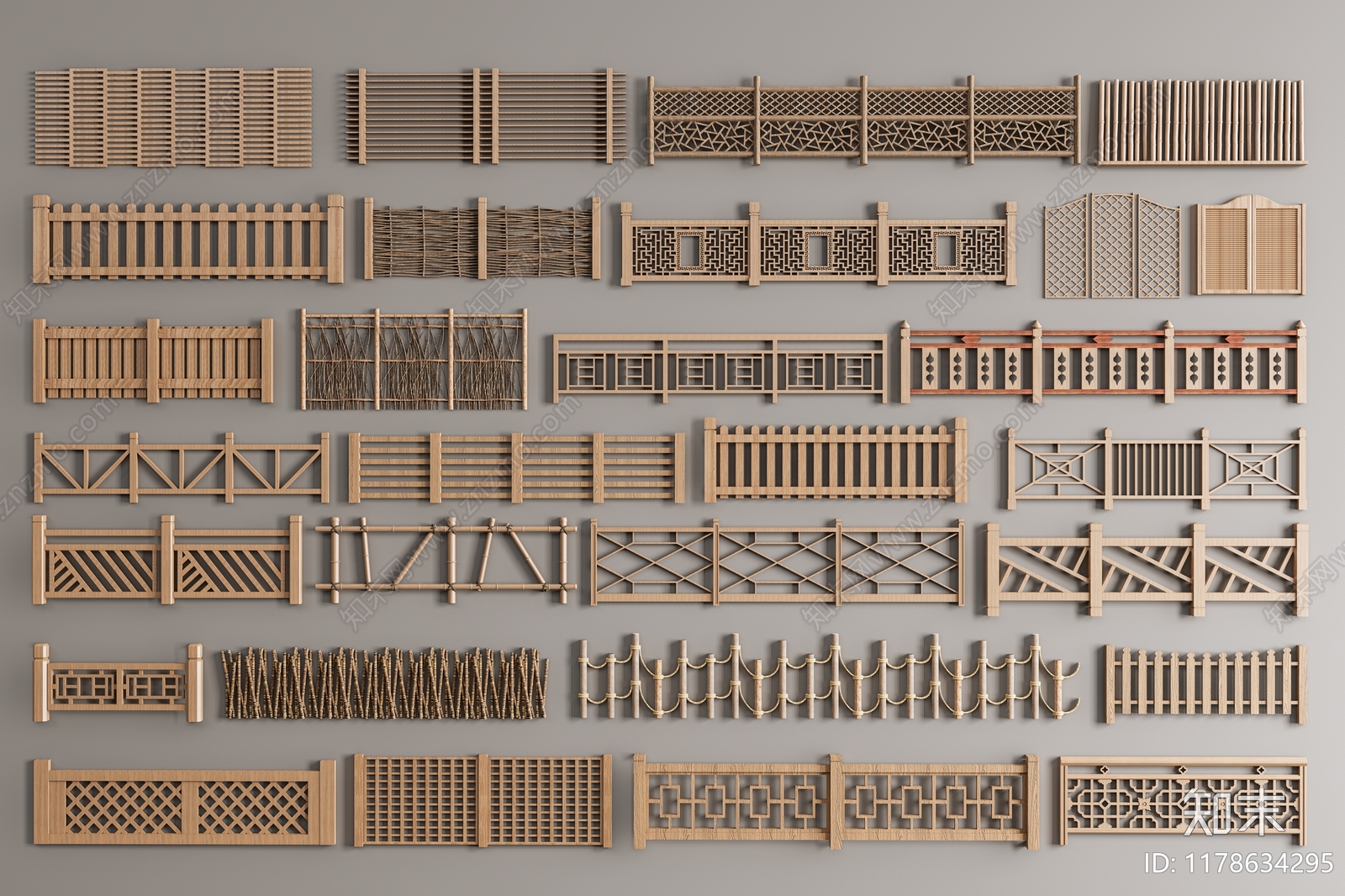 现代新中式栏杆3D模型下载【ID:1178634295】