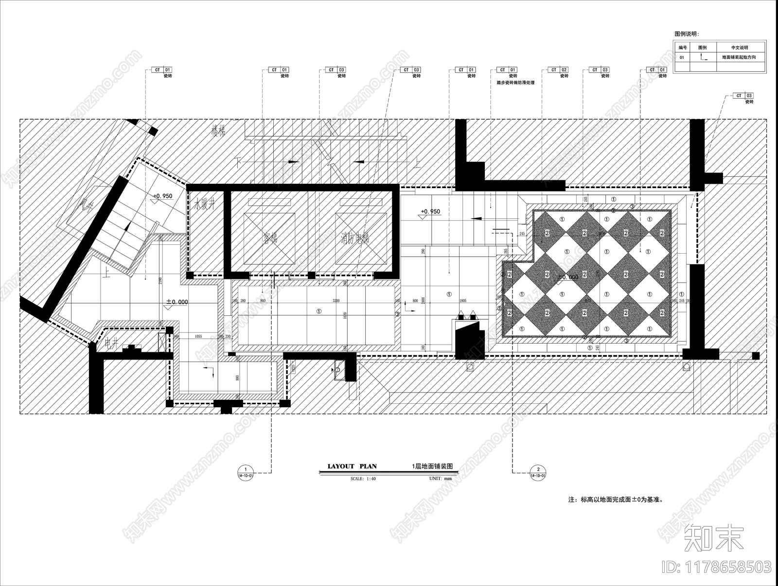 现代电梯厅施工图下载【ID:1178658503】