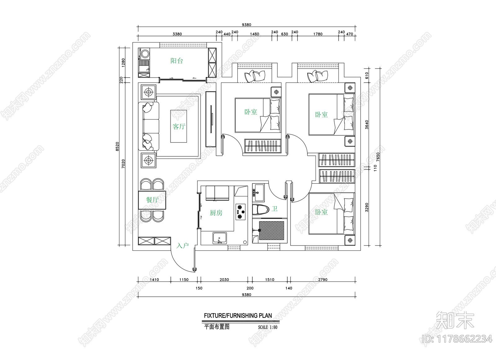 其他家装空间施工图下载【ID:1178662234】