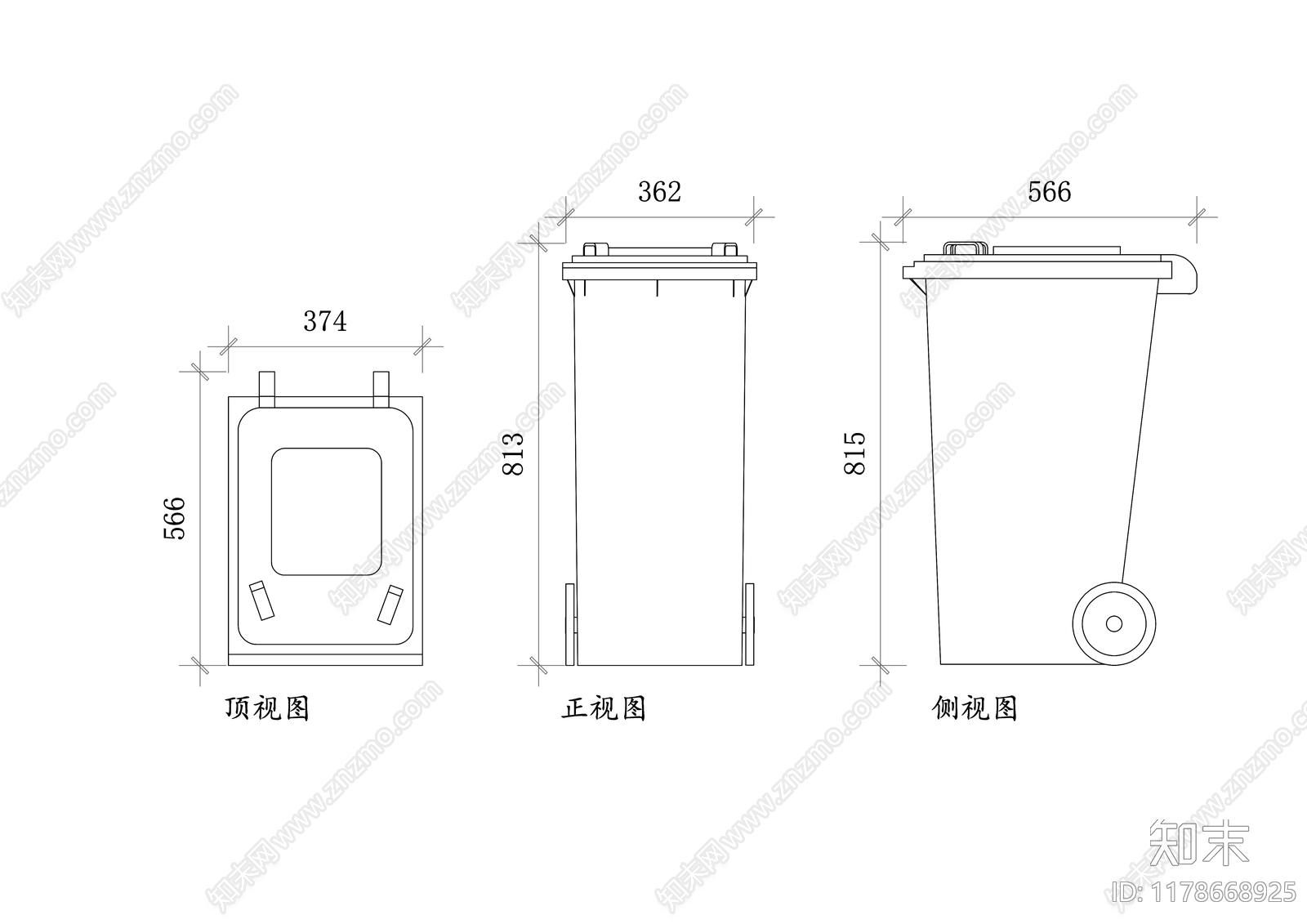 现代垃圾桶施工图下载【ID:1178668925】