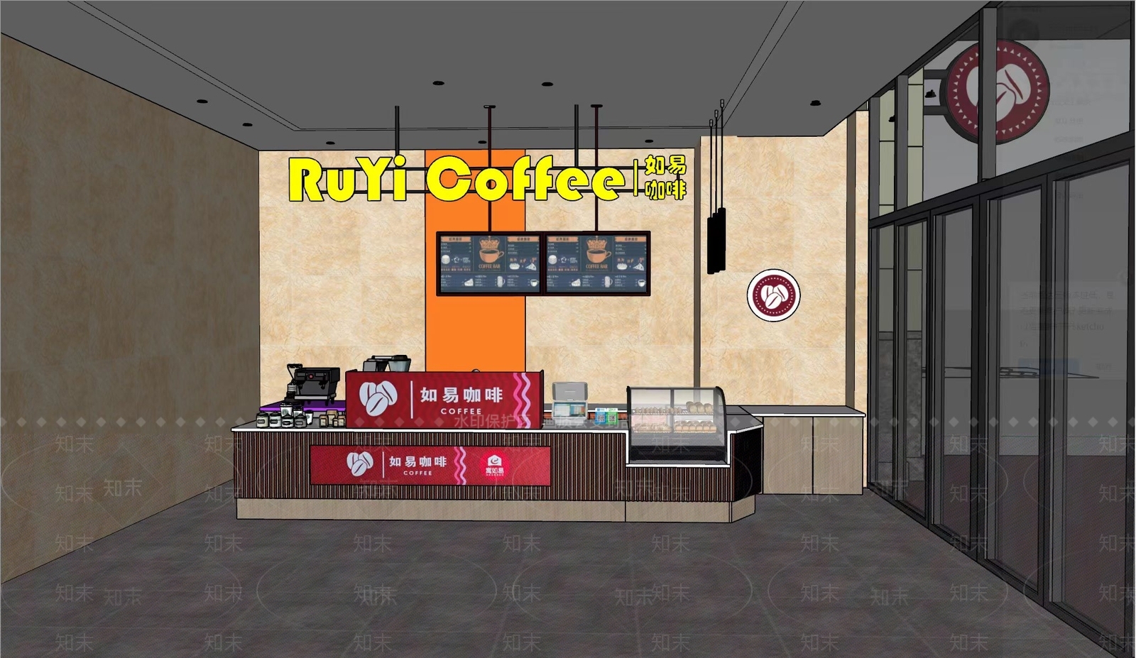 现代简约咖啡厅SU模型下载【ID:1178678062】