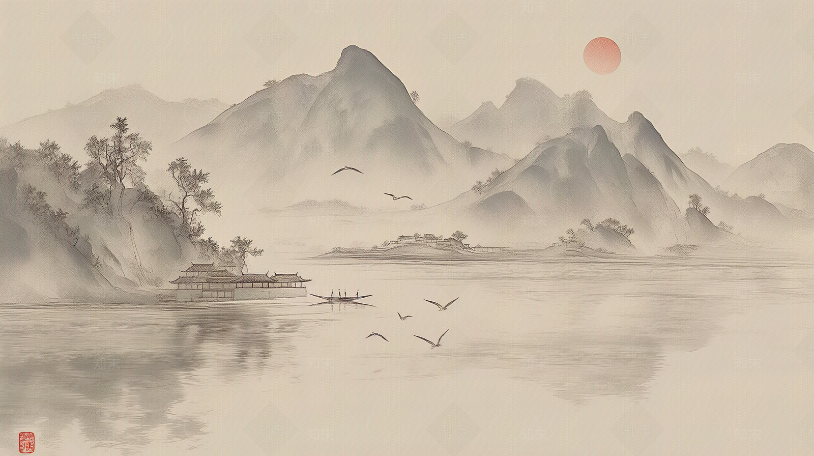 新中式壁纸贴图下载【ID:1178681072】