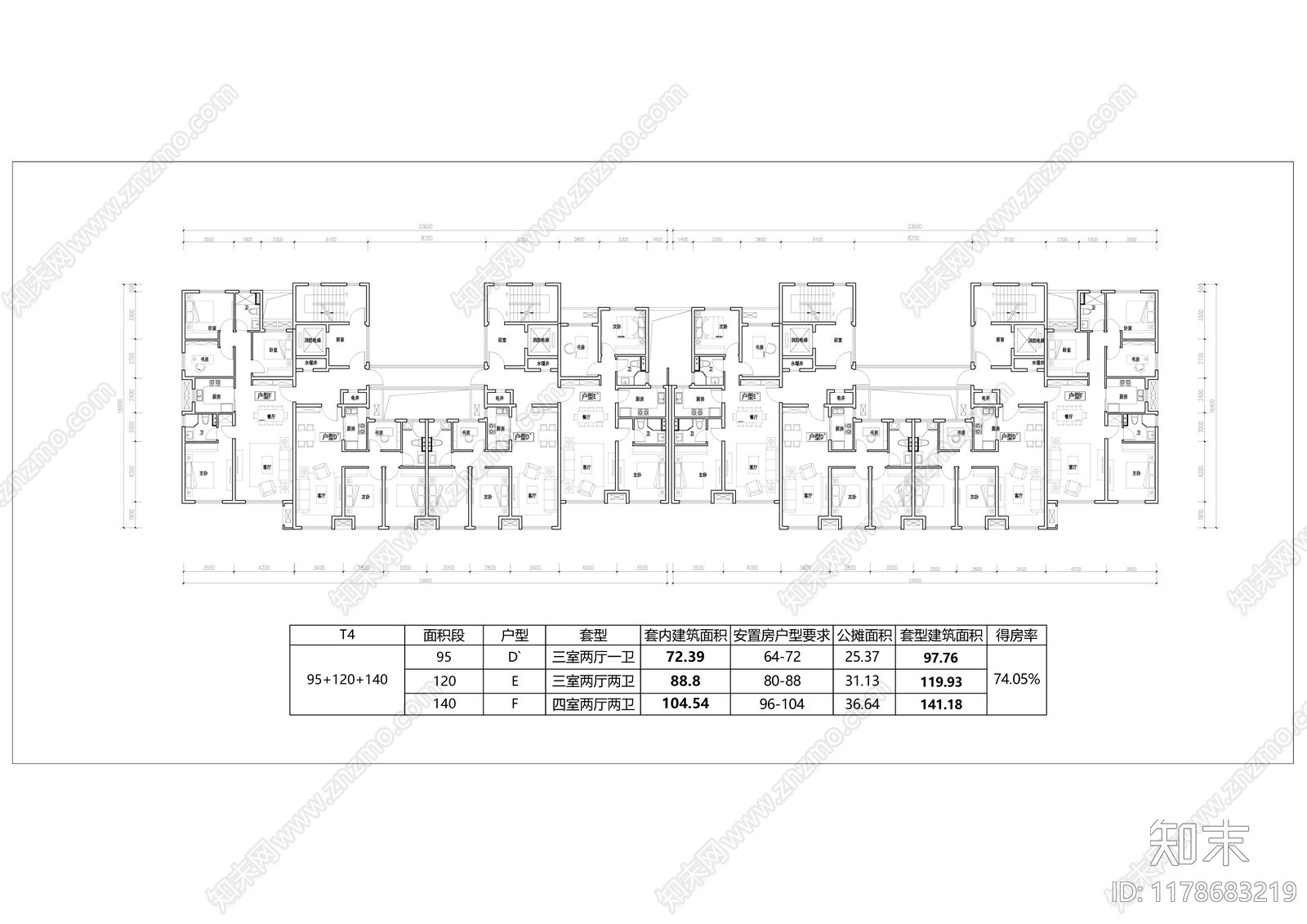 现代住宅楼建筑cad施工图下载【ID:1178683219】