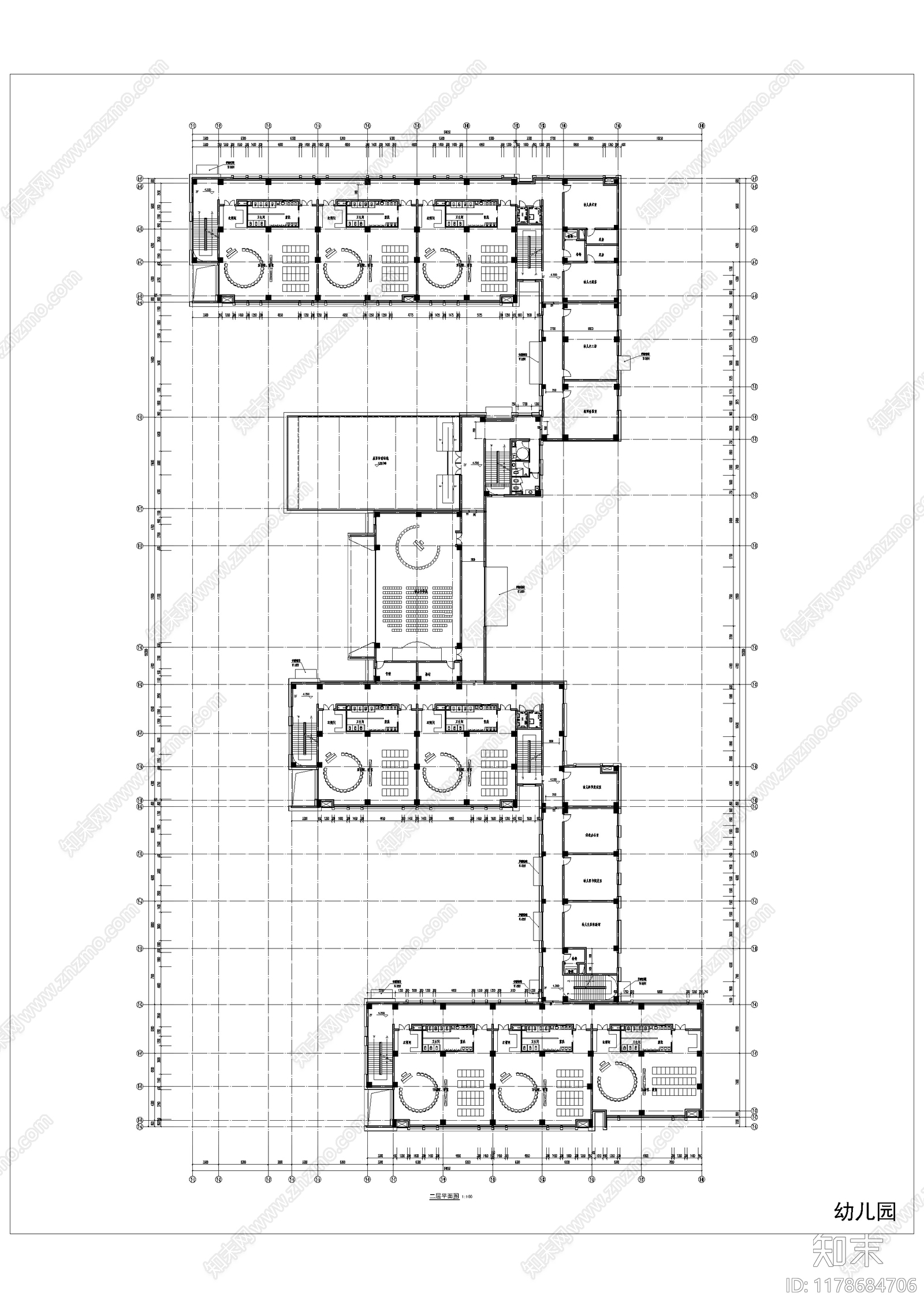 现代幼儿园建筑施工图下载【ID:1178684706】