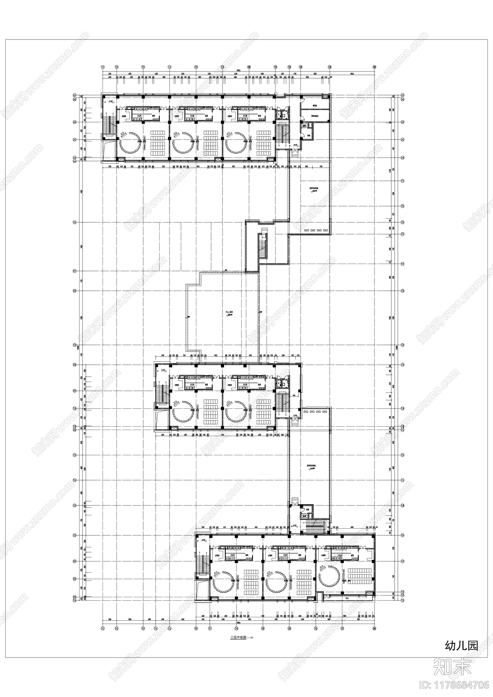 现代幼儿园建筑施工图下载【ID:1178684706】