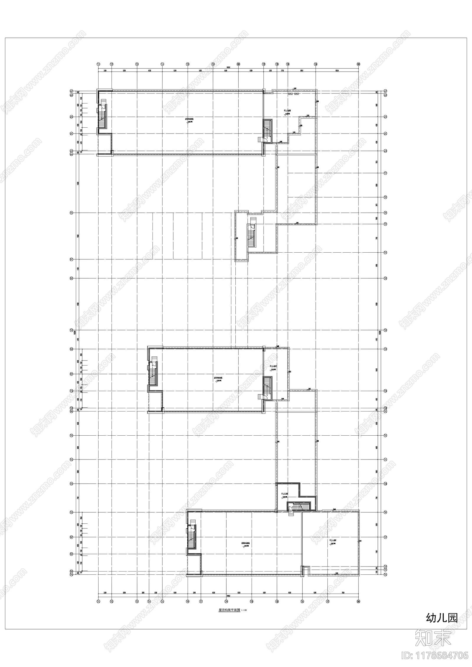 现代幼儿园建筑施工图下载【ID:1178684706】