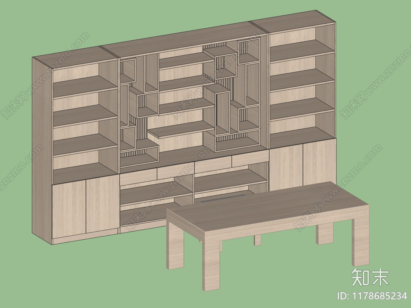 现代简约书柜SU模型下载【ID:1178685234】