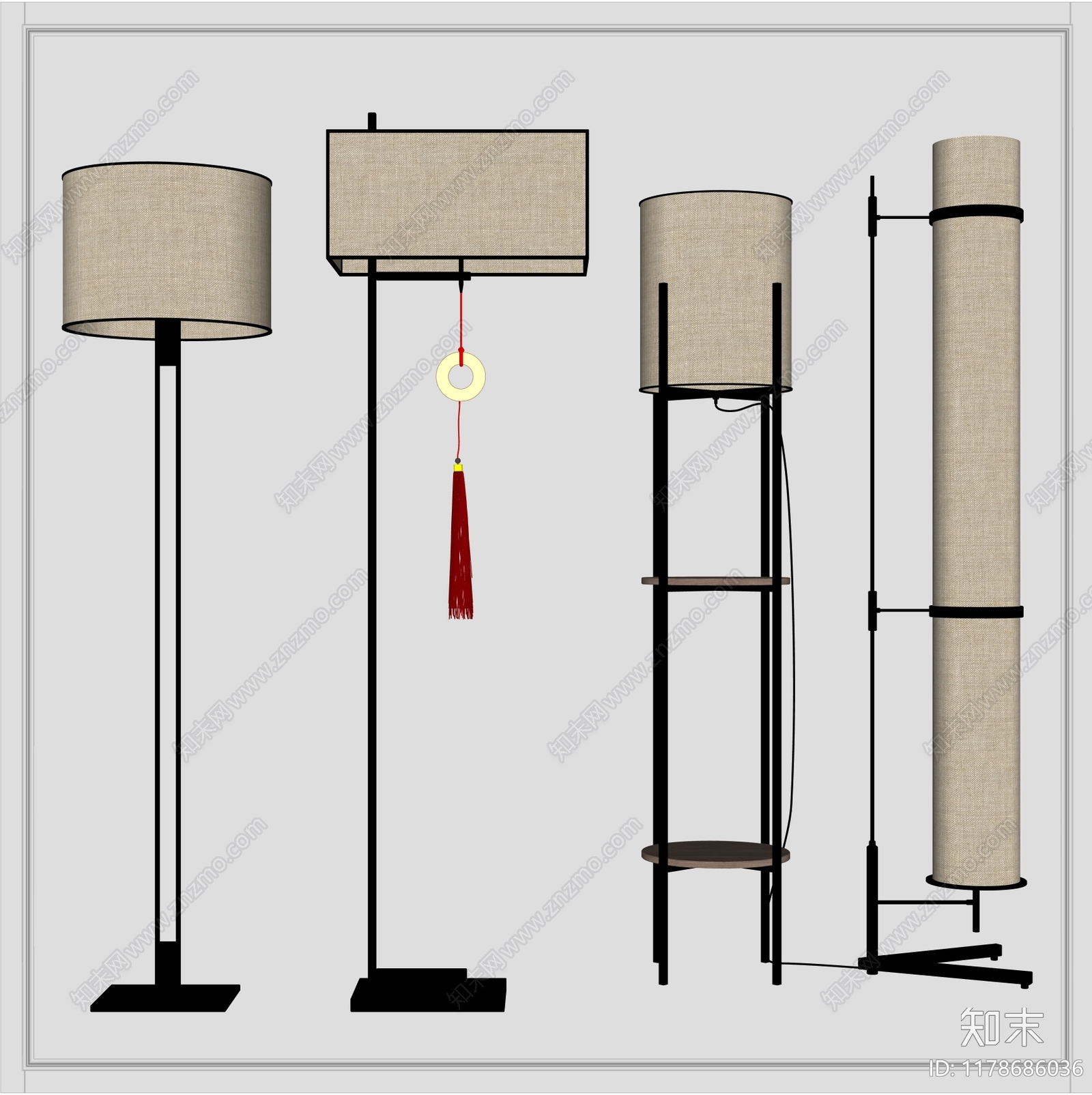 新中式落地灯SU模型下载【ID:1178686036】