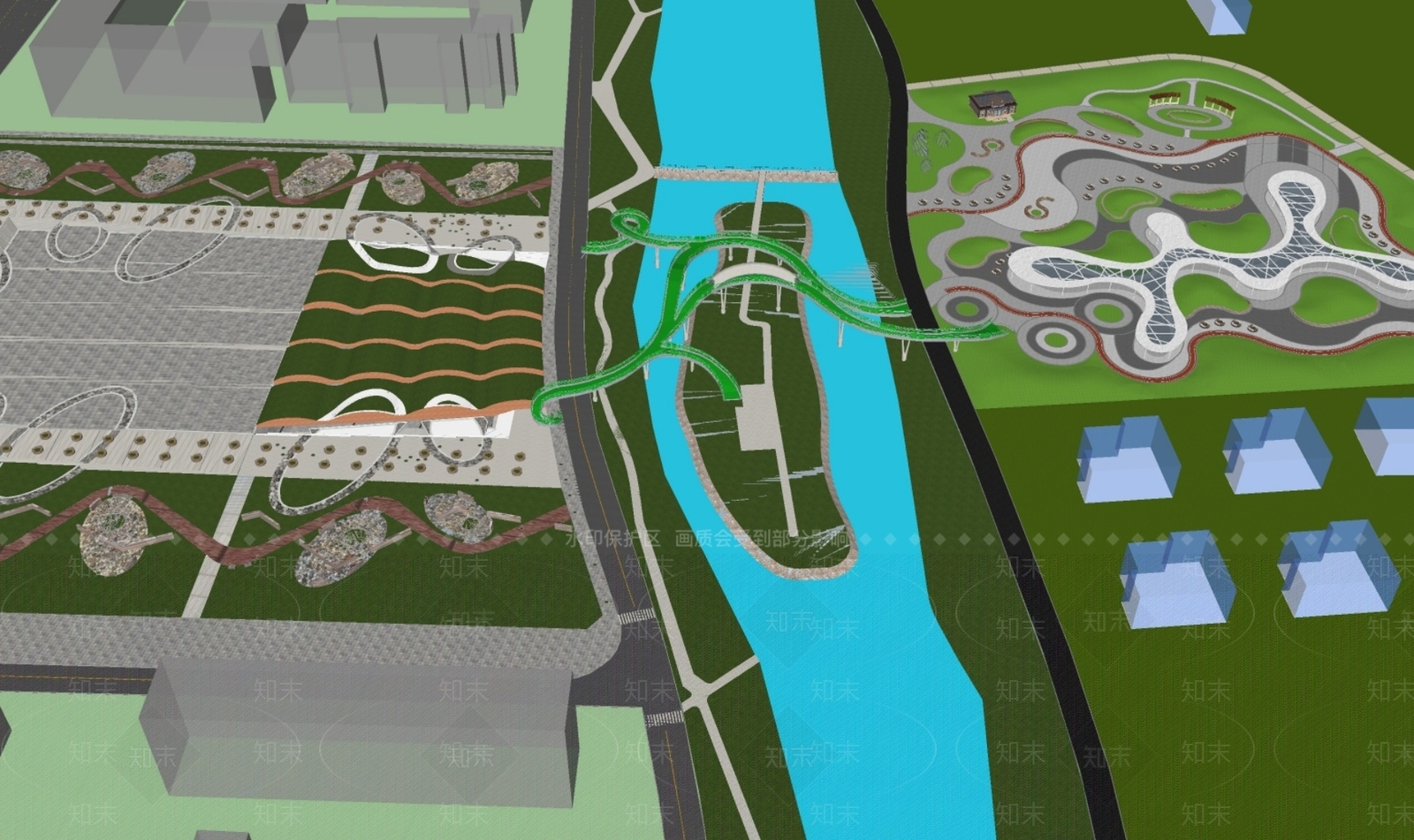现代景观公园SU模型下载【ID:1178690146】