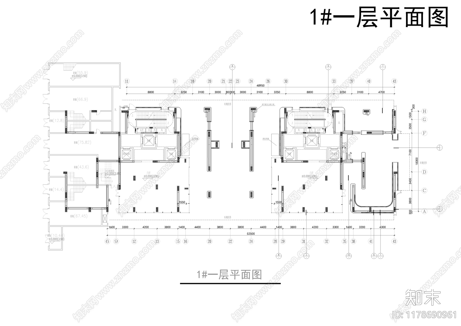 现代住宅楼建筑cad施工图下载【ID:1178690961】