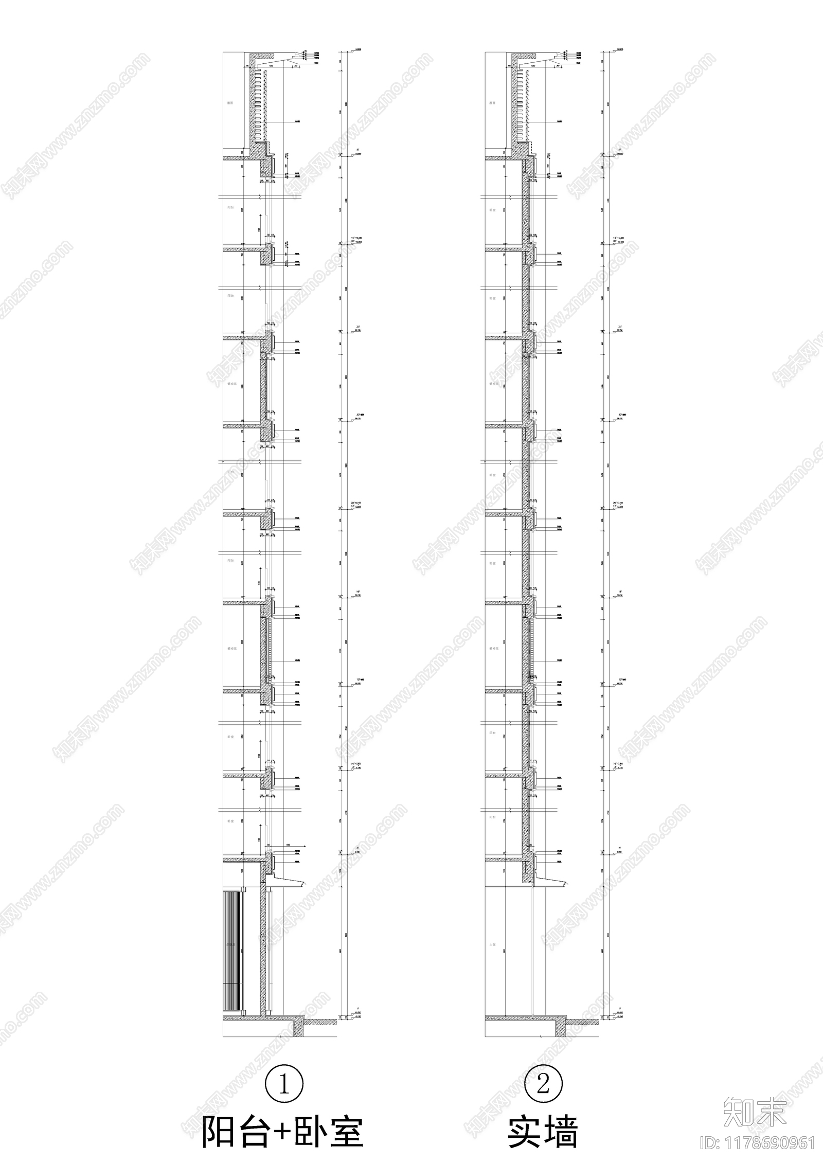 现代住宅楼建筑cad施工图下载【ID:1178690961】