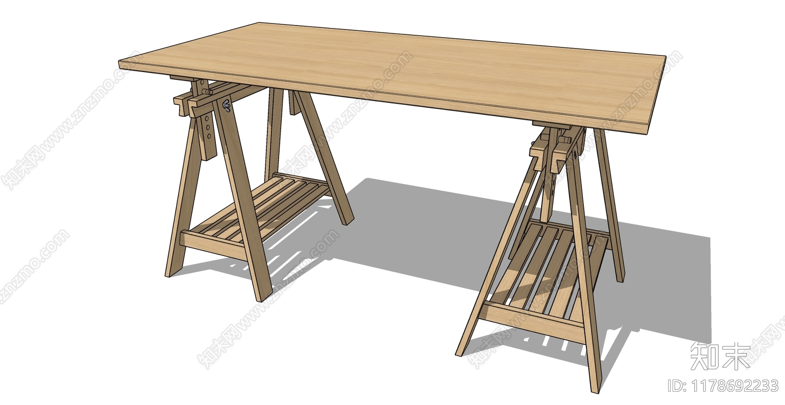 原木北欧书桌SU模型下载【ID:1178692233】