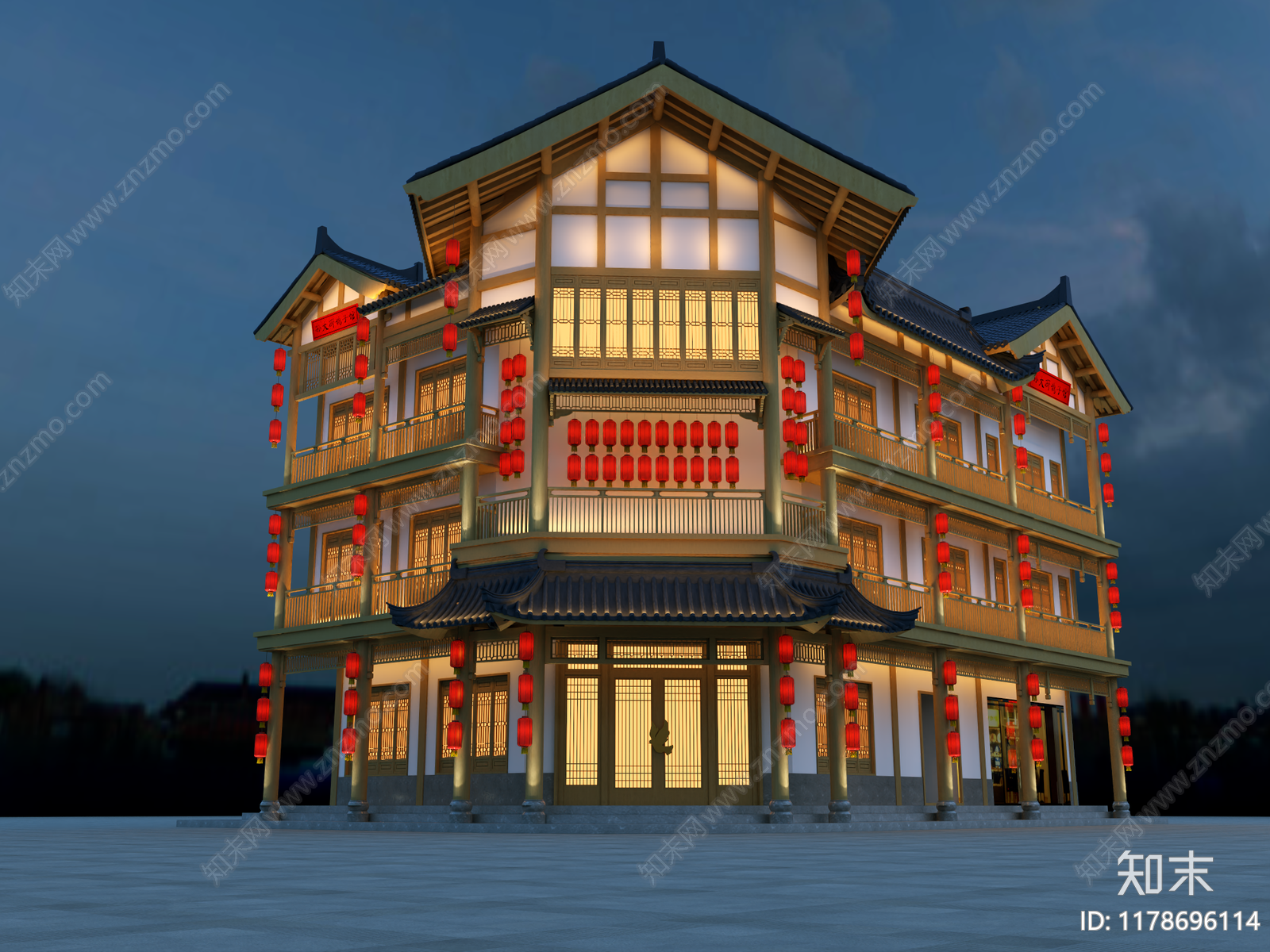 中式其他建筑外观3D模型下载【ID:1178696114】