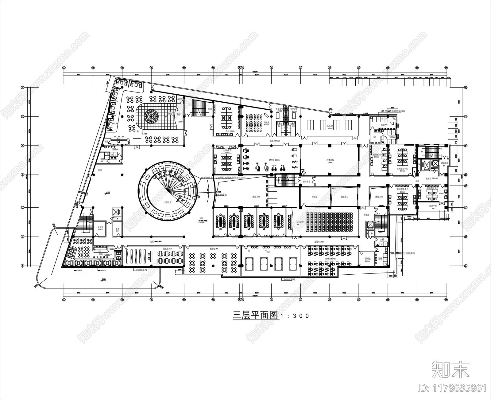 现代活动中心施工图下载【ID:1178695861】