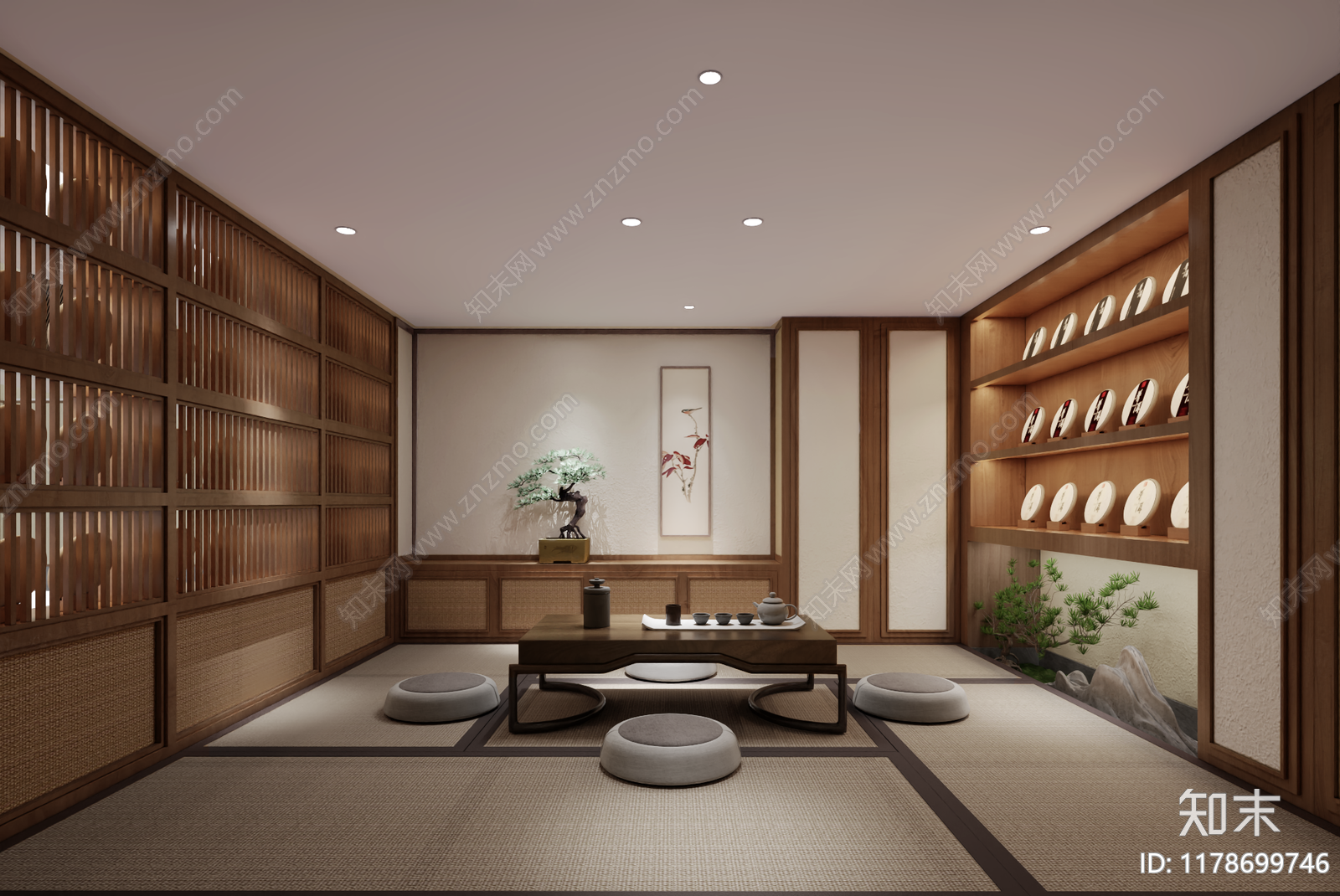 新中式中式茶叶店3D模型下载【ID:1178699746】