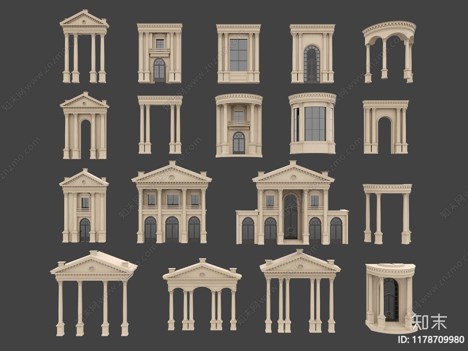 欧式门头3D模型下载【ID:1178709980】