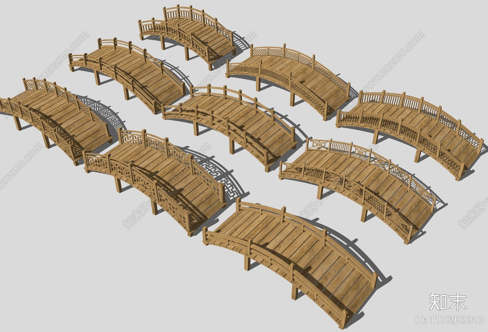 现代新中式景观桥SU模型下载【ID:1178923313】