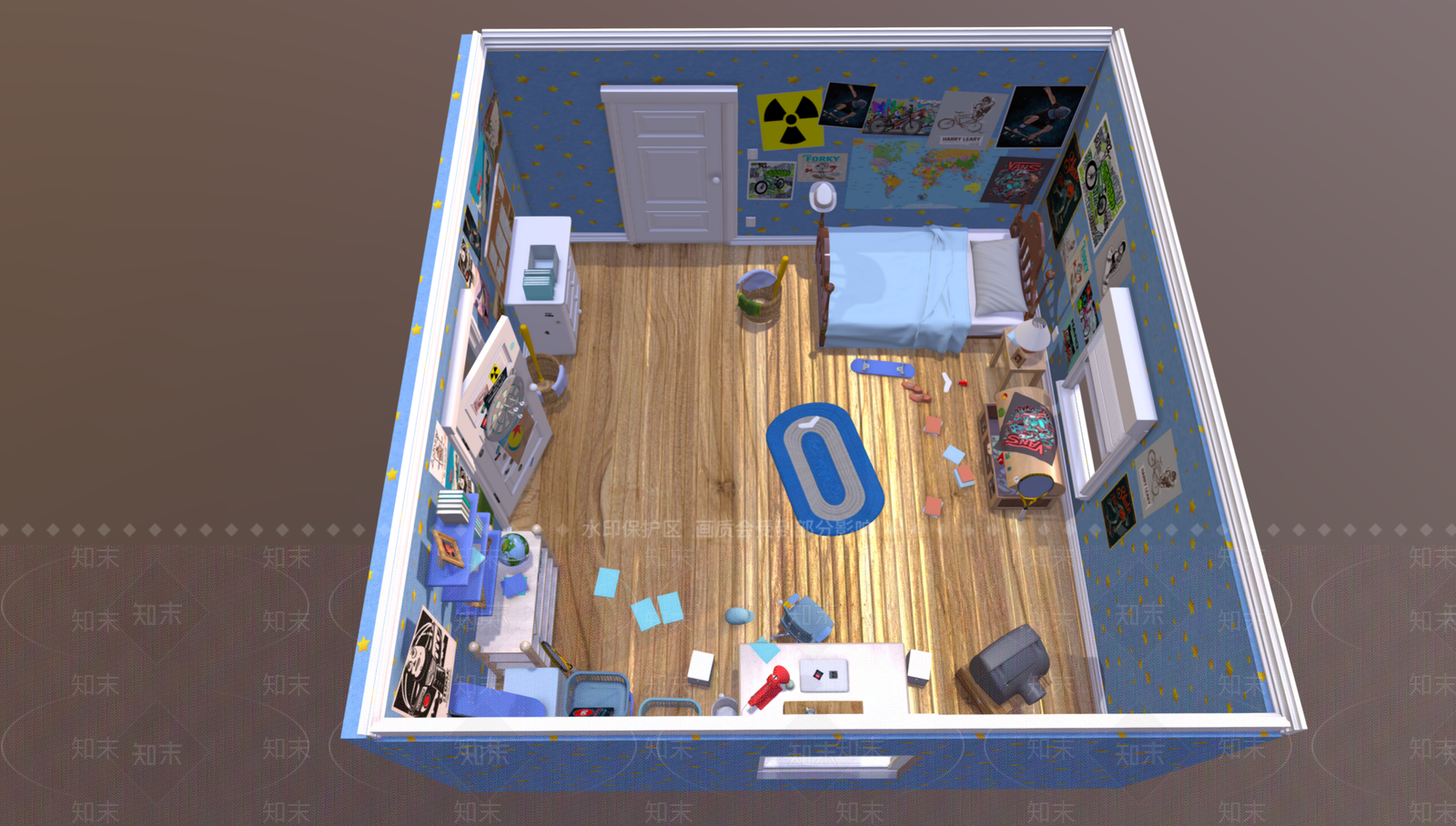 现代通用儿童房3D模型下载【ID:1178716197】