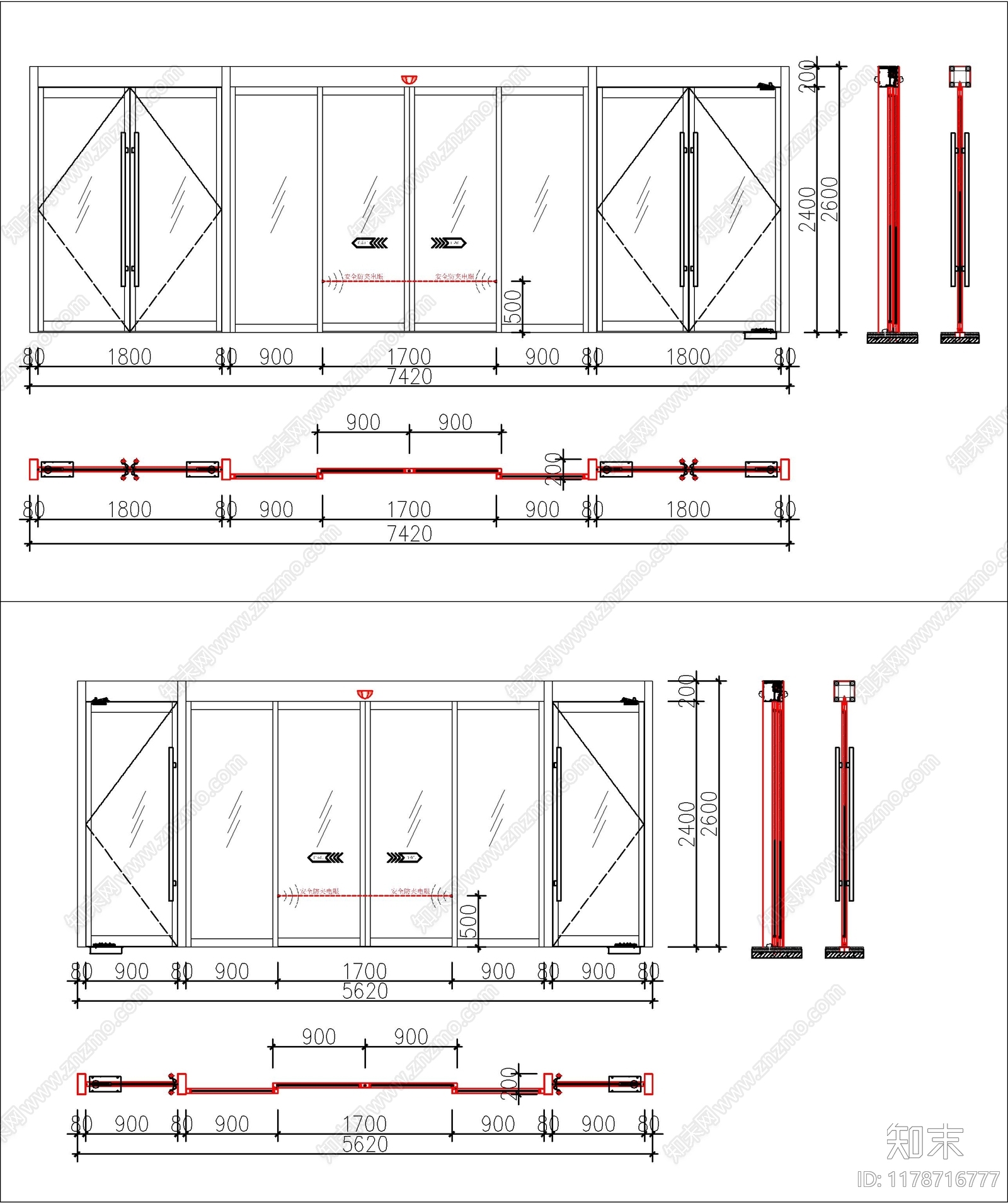 现代门cad施工图下载【ID:1178716777】