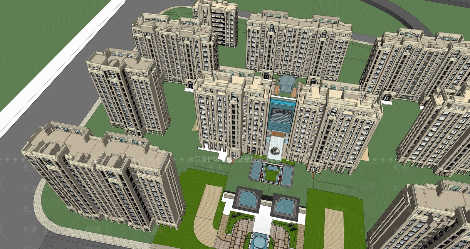 美式高层住宅SU模型下载【ID:1178720894】