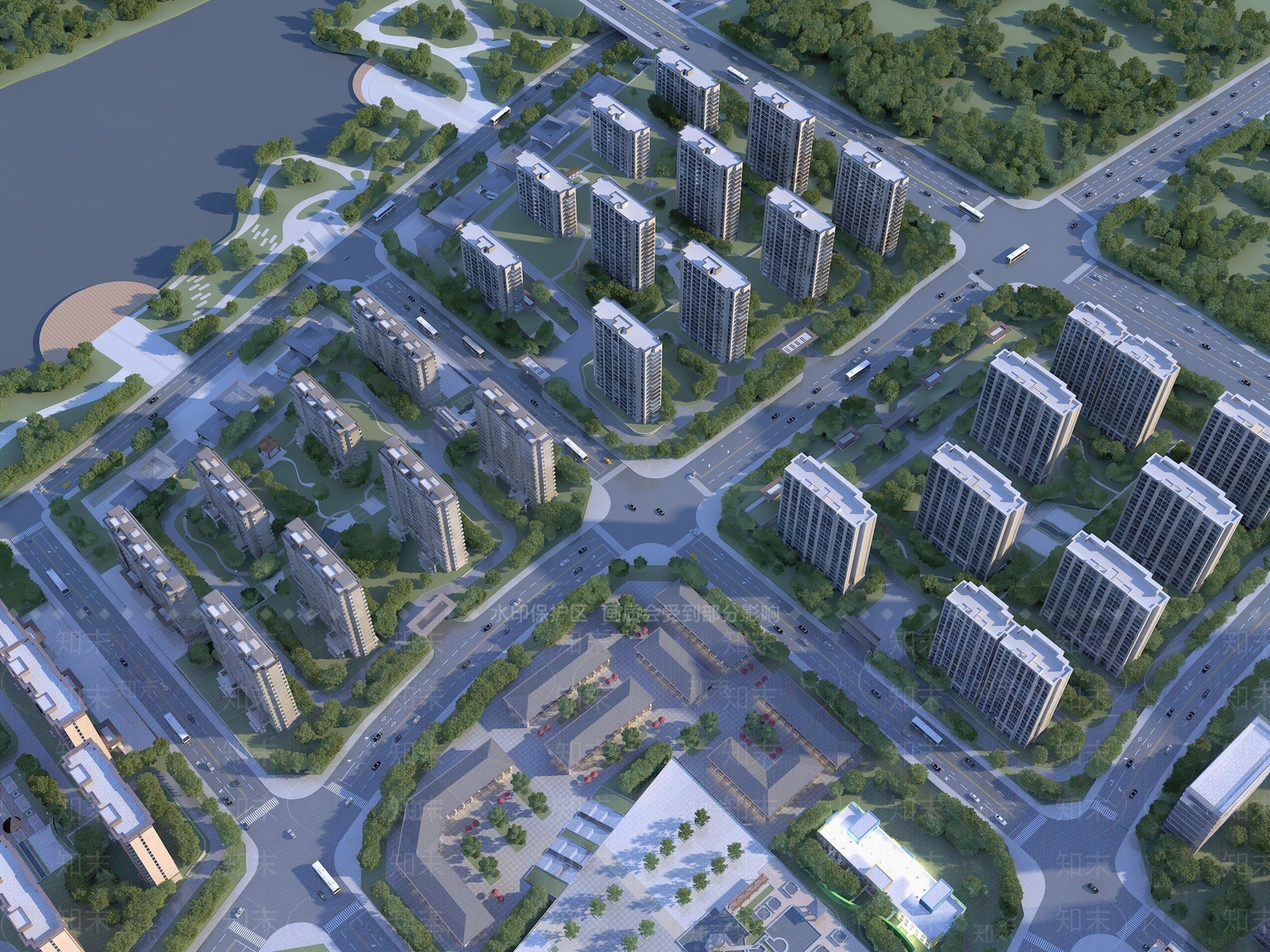 现代鸟瞰规划3D模型下载【ID:1178764961】