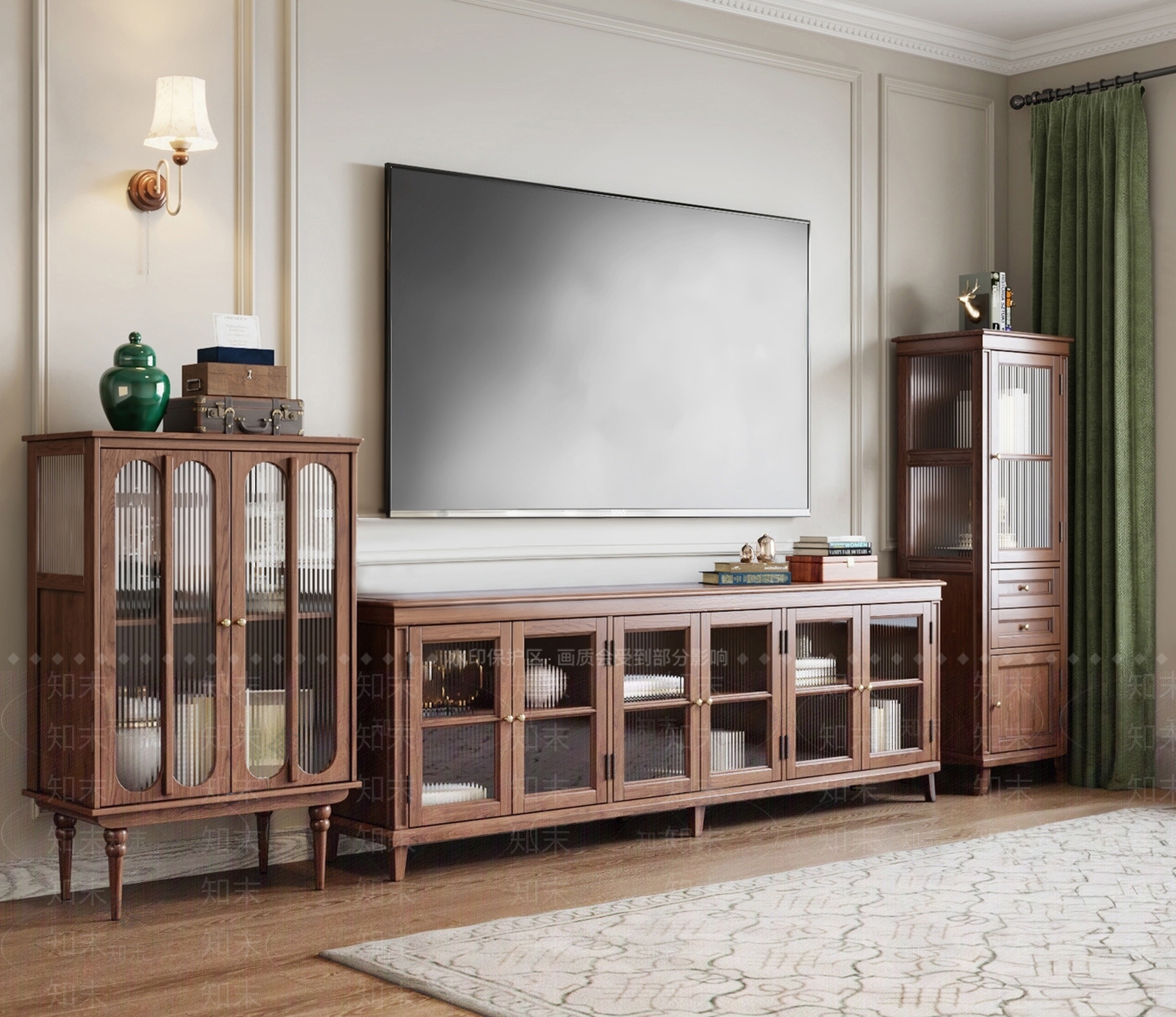 美式复古电视柜SU模型下载【ID:1178739056】