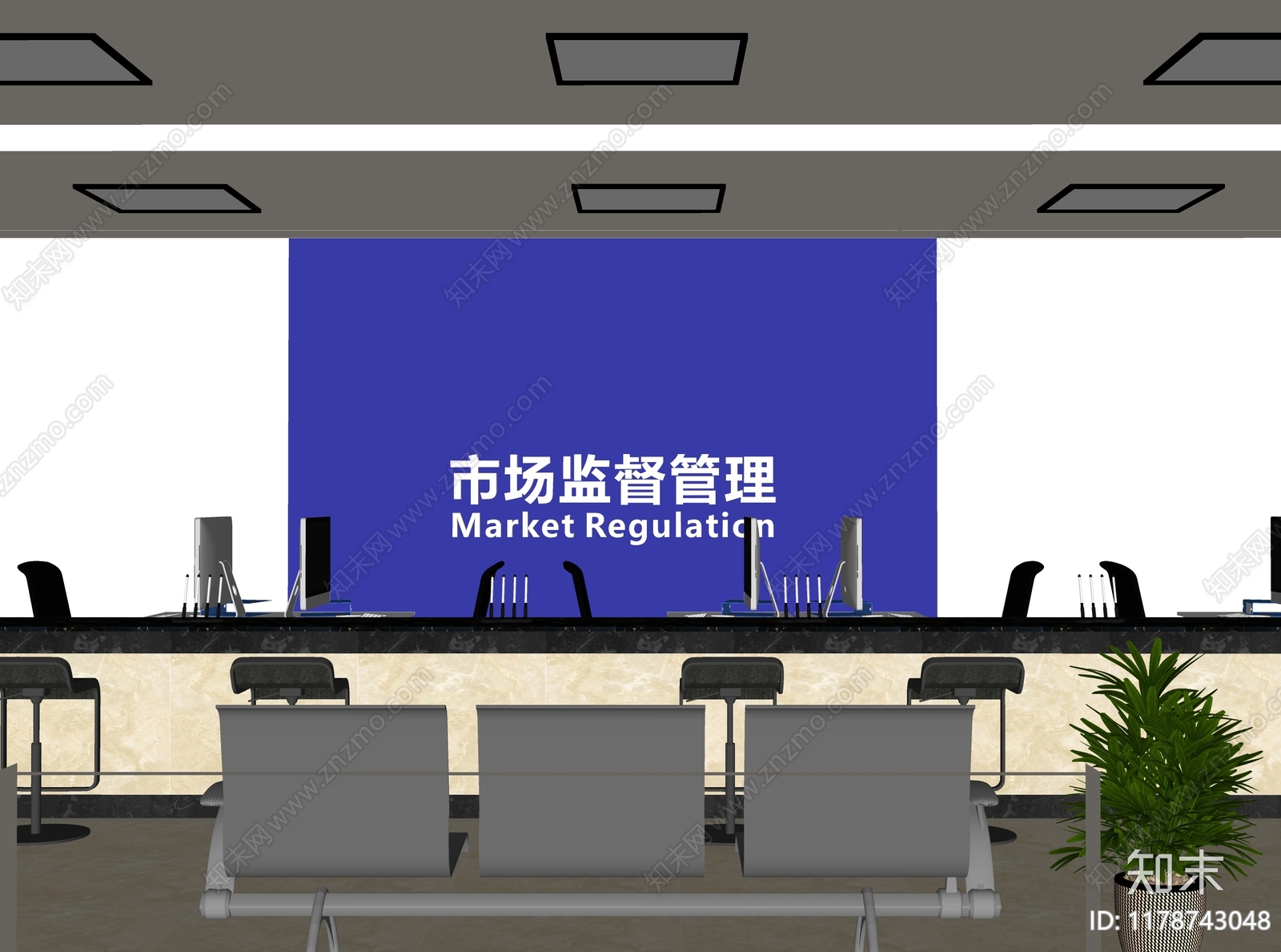 现代办事大厅SU模型下载【ID:1178743048】